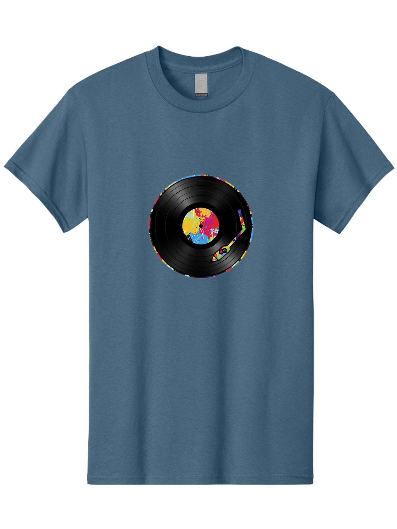 Vinyl-Record-3 Men'S Graphic Tee, 100% Cotton, Comfortable Casual Summer Wear, Machine Washable, Vinyl Record, Colorful Label, Music Art, Paint Splatter Design, Album Cover, Music Lover, Retro Vibe, Record Collector Bad898