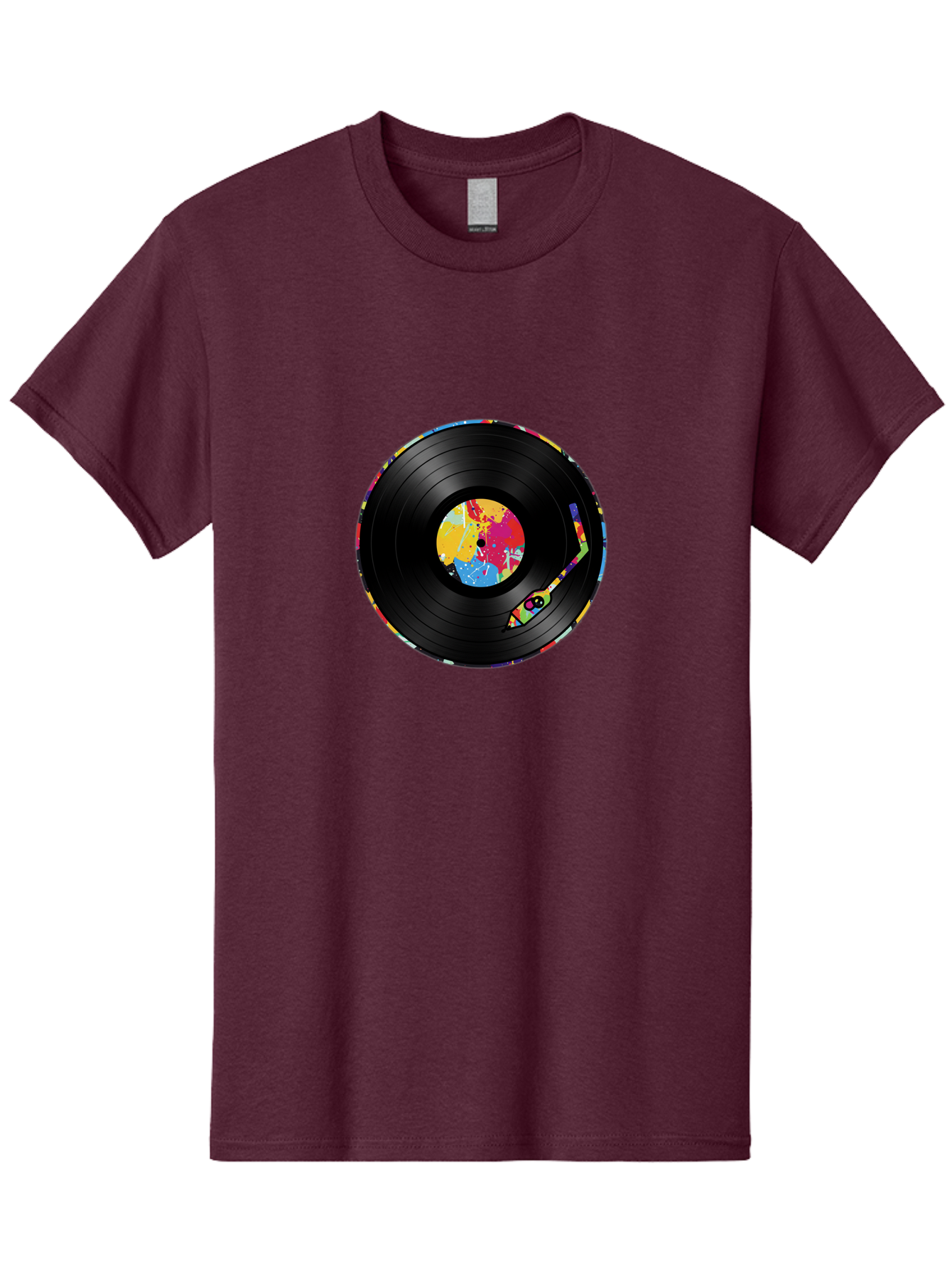 Vinyl-Record-3 Men'S Graphic Tee, 100% Cotton, Comfortable Casual Summer Wear, Machine Washable, Vinyl Record, Colorful Label, Music Art, Paint Splatter Design, Album Cover, Music Lover, Retro Vibe, Record Collector Bad898