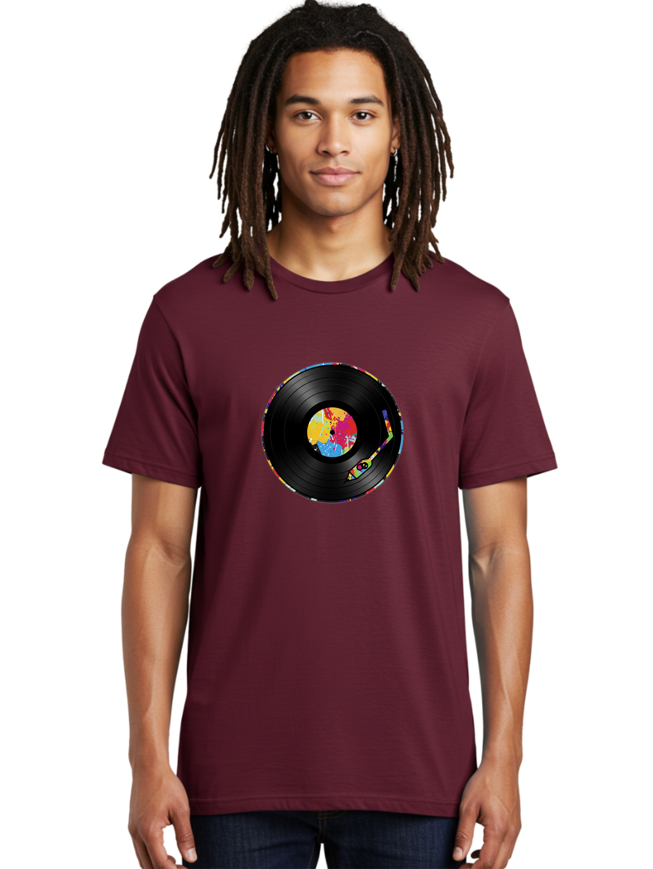 Vinyl-Record-3 Men'S Graphic Tee, 100% Cotton, Comfortable Casual Summer Wear, Machine Washable, Vinyl Record, Colorful Label, Music Art, Paint Splatter Design, Album Cover, Music Lover, Retro Vibe, Record Collector Bad898