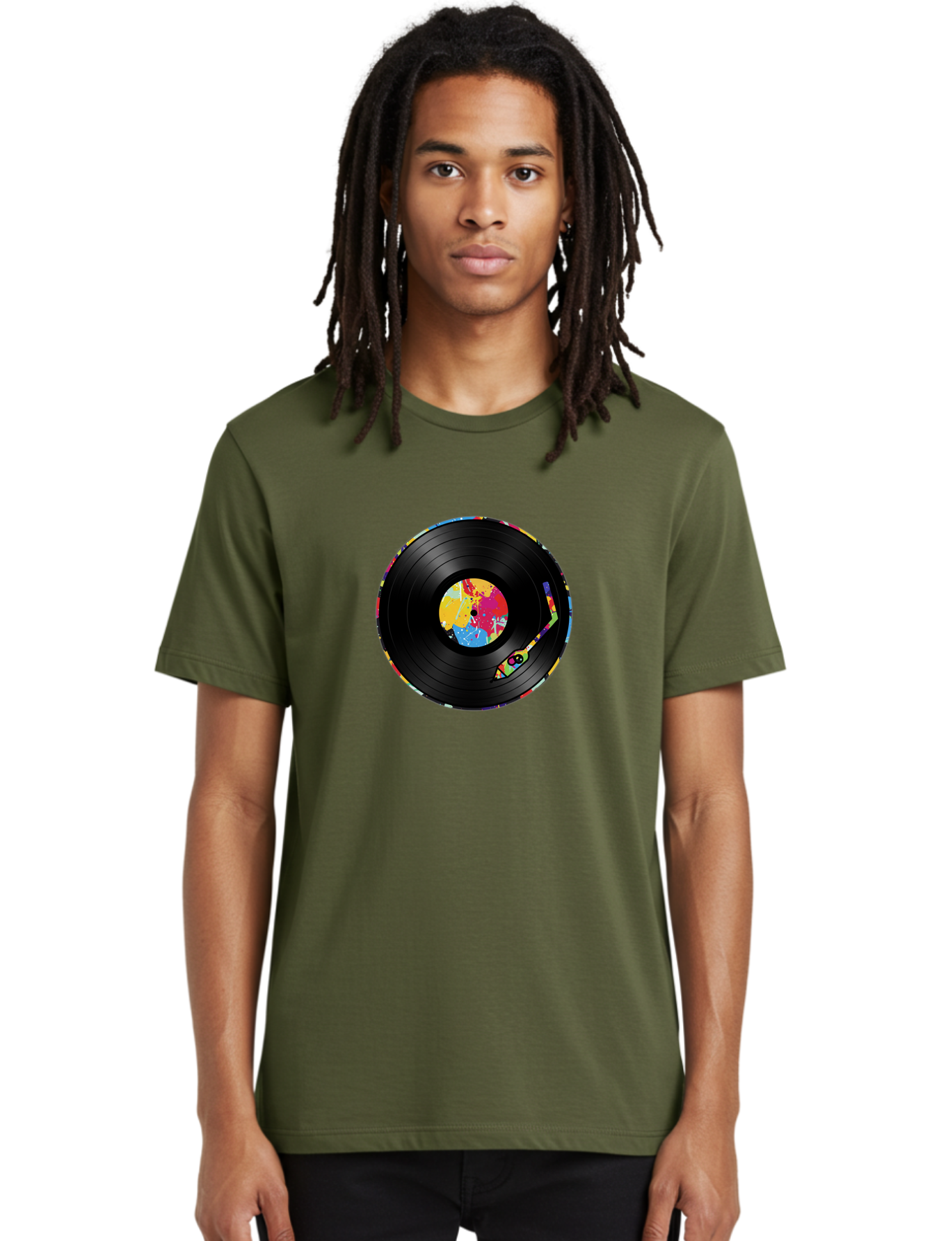 Vinyl-Record-3 Men'S Graphic Tee, 100% Cotton, Comfortable Casual Summer Wear, Machine Washable, Vinyl Record, Colorful Label, Music Art, Paint Splatter Design, Album Cover, Music Lover, Retro Vibe, Record Collector Bad898