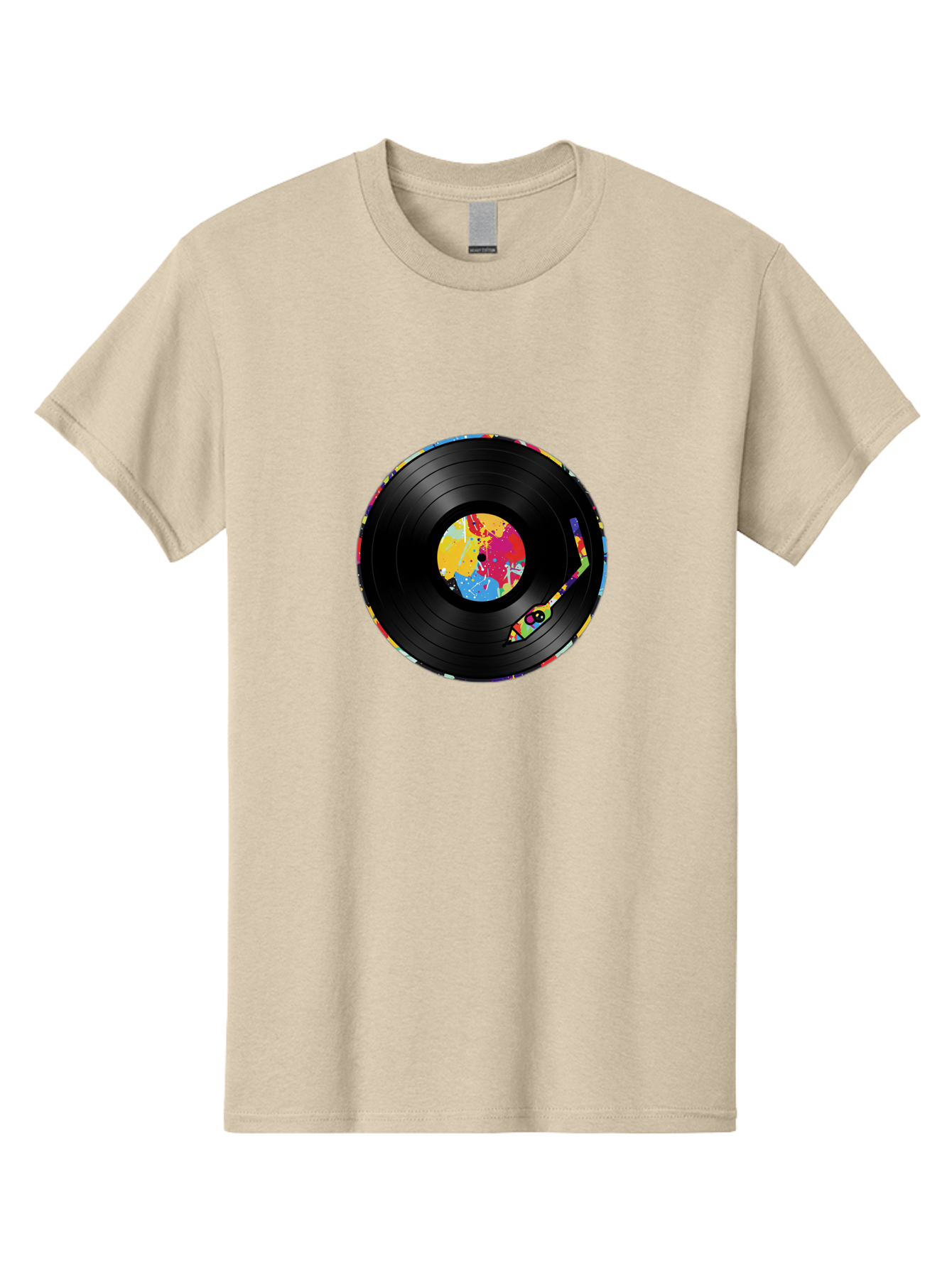 Vinyl-Record-3 Men'S Graphic Tee, 100% Cotton, Comfortable Casual Summer Wear, Machine Washable, Vinyl Record, Colorful Label, Music Art, Paint Splatter Design, Album Cover, Music Lover, Retro Vibe, Record Collector Bad898