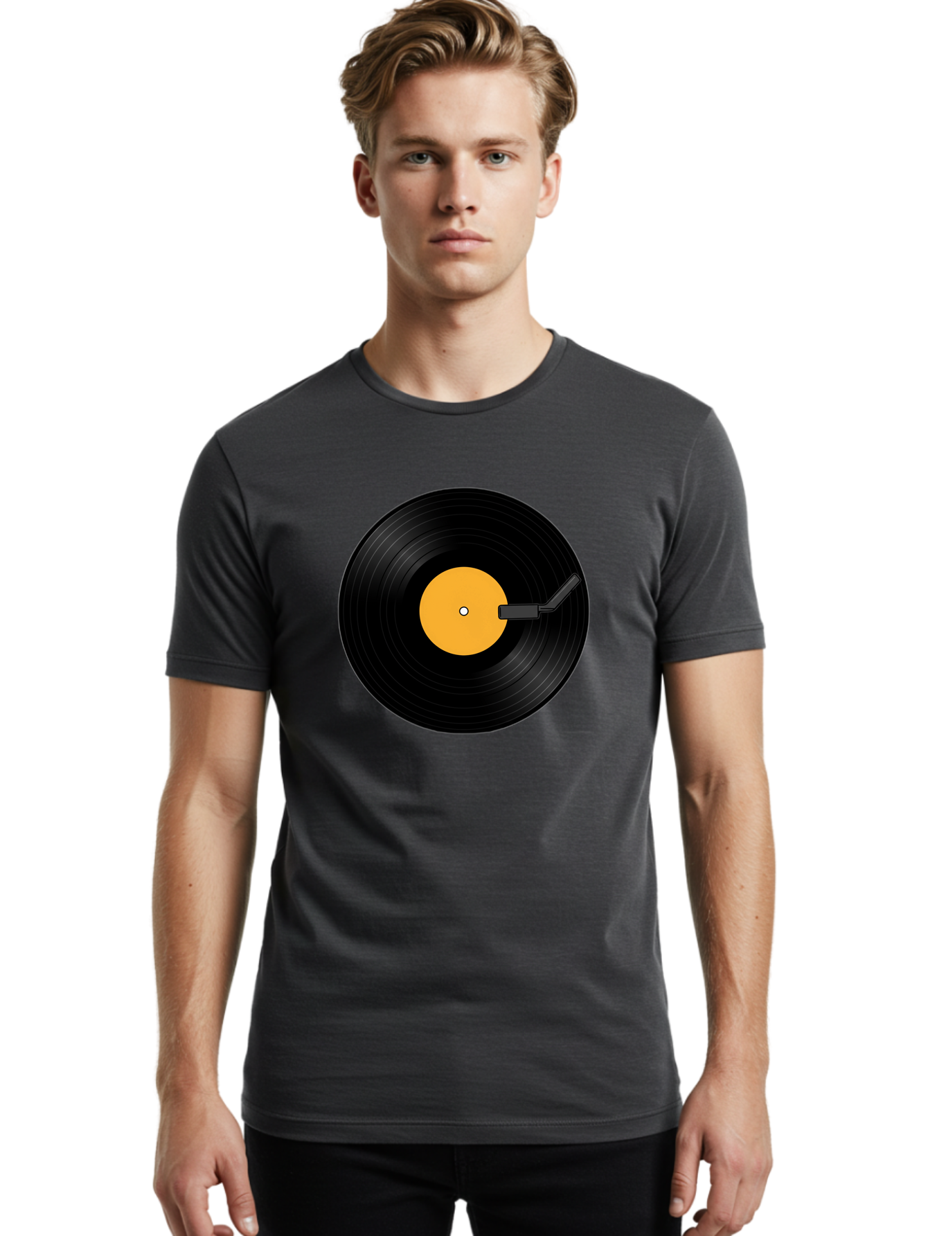 Vinyl-Record-Player-3 Men'S Graphic Tee, 100% Cotton, Comfortable Casual Summer Wear, Machine Washable, Vinyl Record, Record Player, Music Listening, Retro Audio, Classic Sound, Nostalgic Vibe, Music Culture Bad901