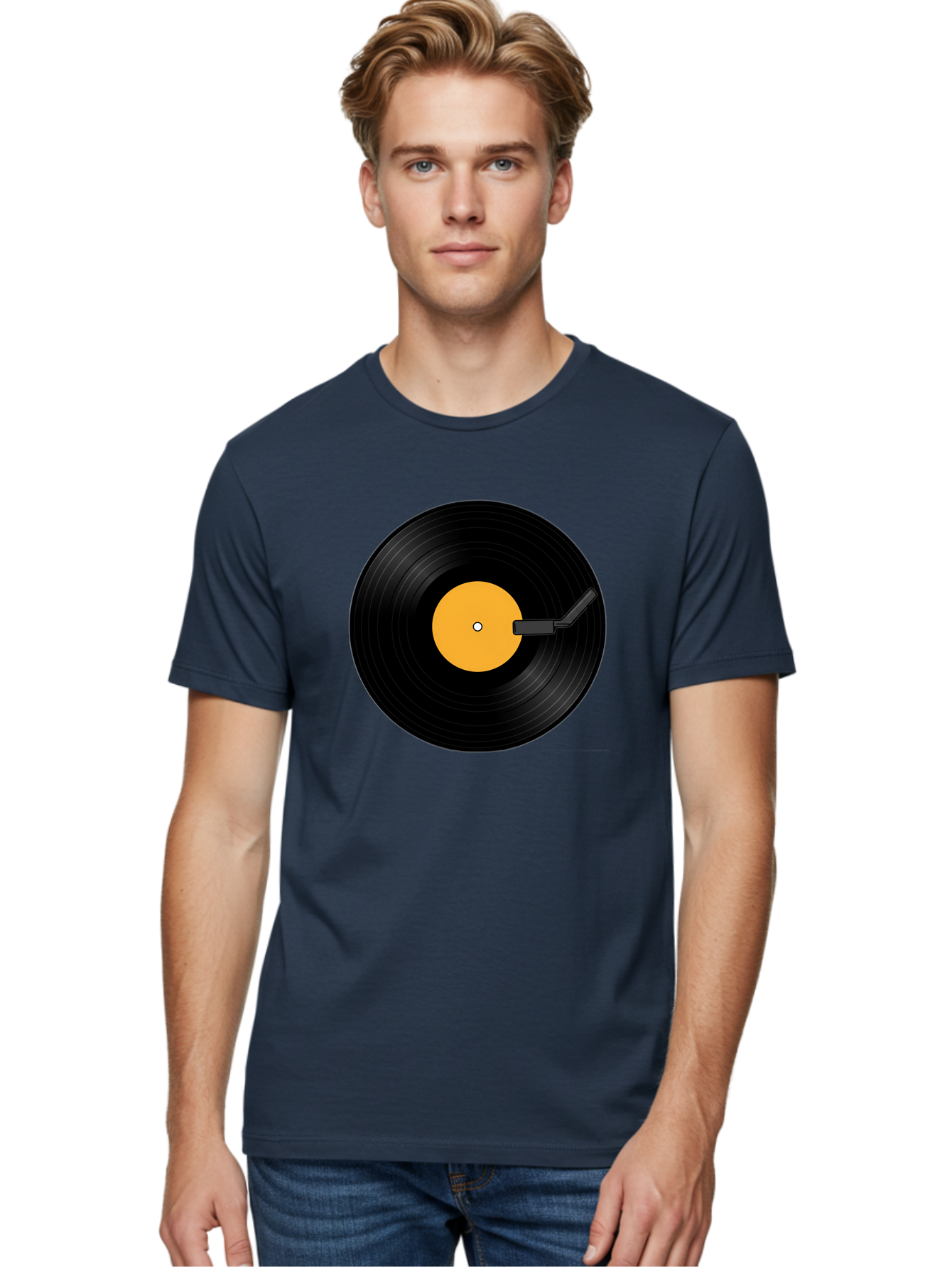 Vinyl-Record-Player-3 Men'S Graphic Tee, 100% Cotton, Comfortable Casual Summer Wear, Machine Washable, Vinyl Record, Record Player, Music Listening, Retro Audio, Classic Sound, Nostalgic Vibe, Music Culture Bad901
