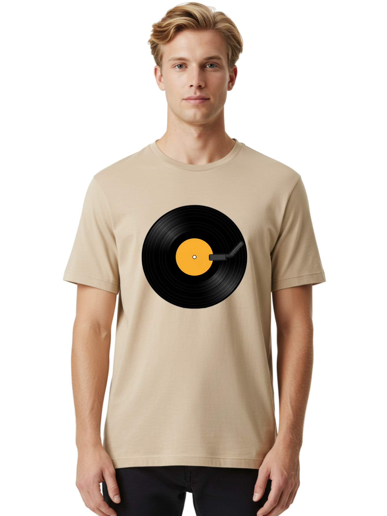 Vinyl-Record-Player-3 Men'S Graphic Tee, 100% Cotton, Comfortable Casual Summer Wear, Machine Washable, Vinyl Record, Record Player, Music Listening, Retro Audio, Classic Sound, Nostalgic Vibe, Music Culture Bad901