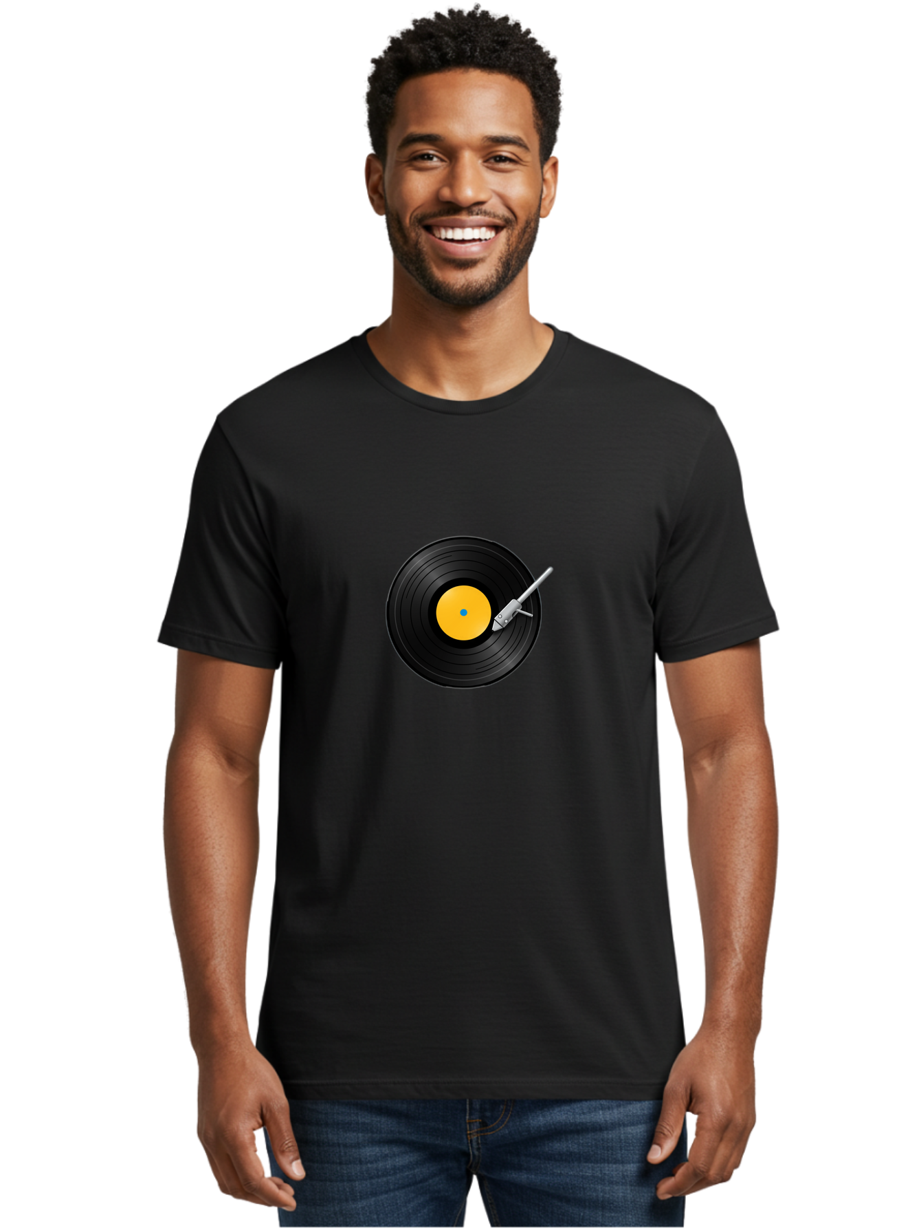 Vinyl-Record-Player-4 Men'S Graphic Tee, 100% Cotton, Comfortable Casual Summer Wear, Machine Washable, Vinyl Record, Record Player, Music Playback, Audio Equipment, Retro Technology, Nostalgia, Dj Setup, Music Lover Bad902