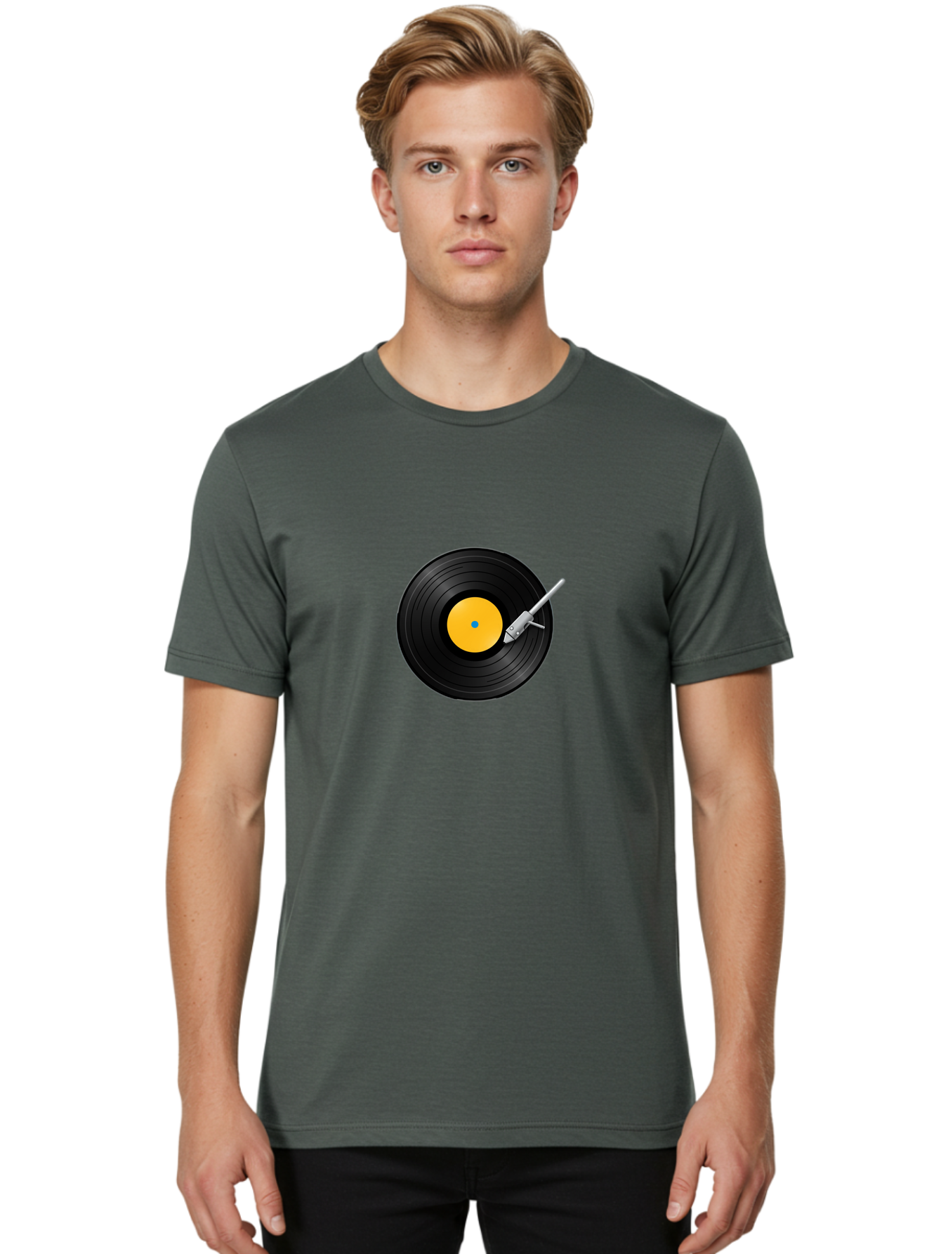 Vinyl-Record-Player-4 Men'S Graphic Tee, 100% Cotton, Comfortable Casual Summer Wear, Machine Washable, Vinyl Record, Record Player, Music Playback, Audio Equipment, Retro Technology, Nostalgia, Dj Setup, Music Lover Bad902