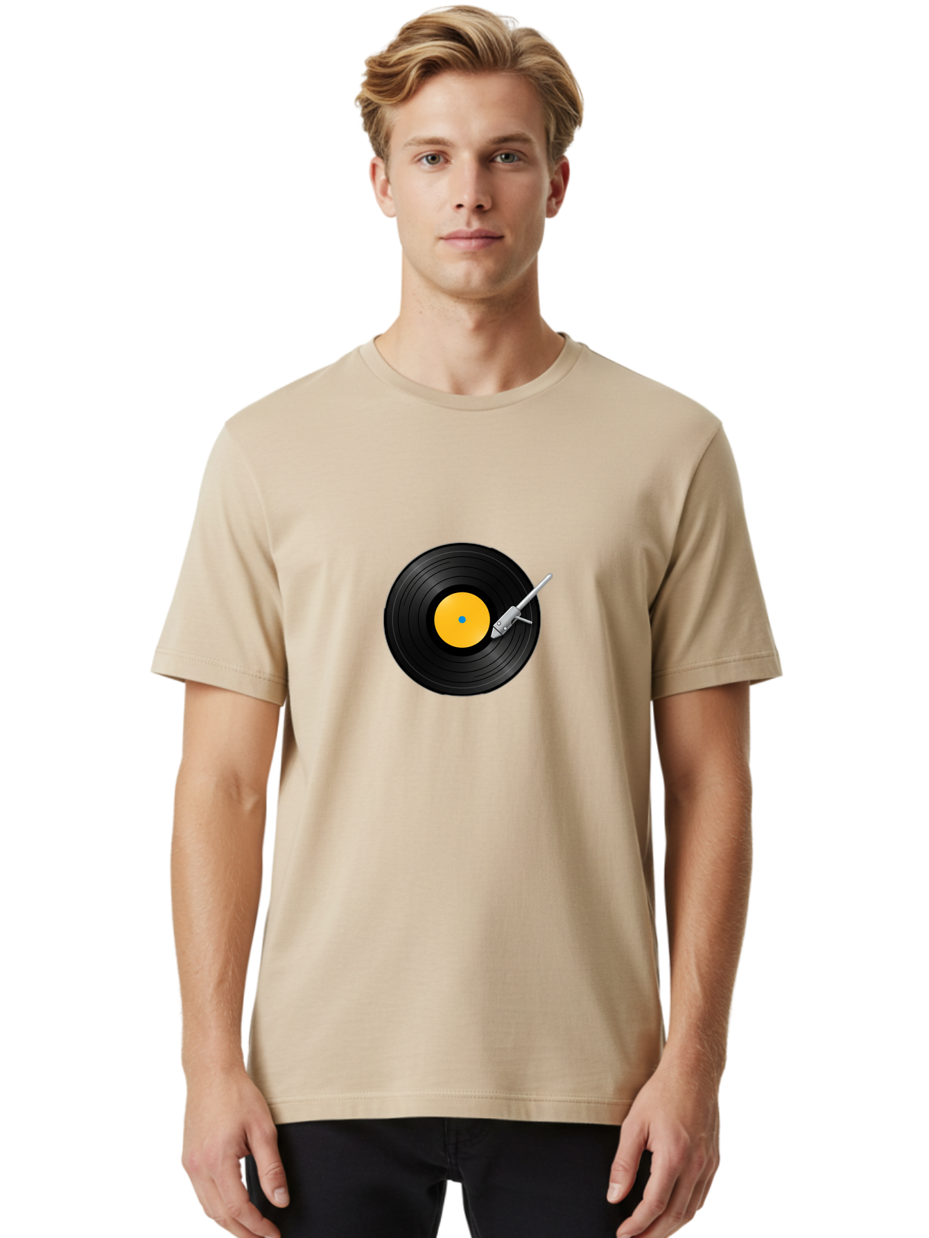Vinyl-Record-Player-4 Men'S Graphic Tee, 100% Cotton, Comfortable Casual Summer Wear, Machine Washable, Vinyl Record, Record Player, Music Playback, Audio Equipment, Retro Technology, Nostalgia, Dj Setup, Music Lover Bad902