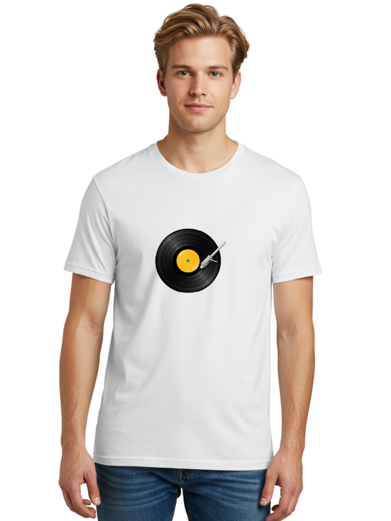 Vinyl-Record-Player-4 Men'S Graphic Tee, 100% Cotton, Comfortable Casual Summer Wear, Machine Washable, Vinyl Record, Record Player, Music Playback, Audio Equipment, Retro Technology, Nostalgia, Dj Setup, Music Lover Bad902