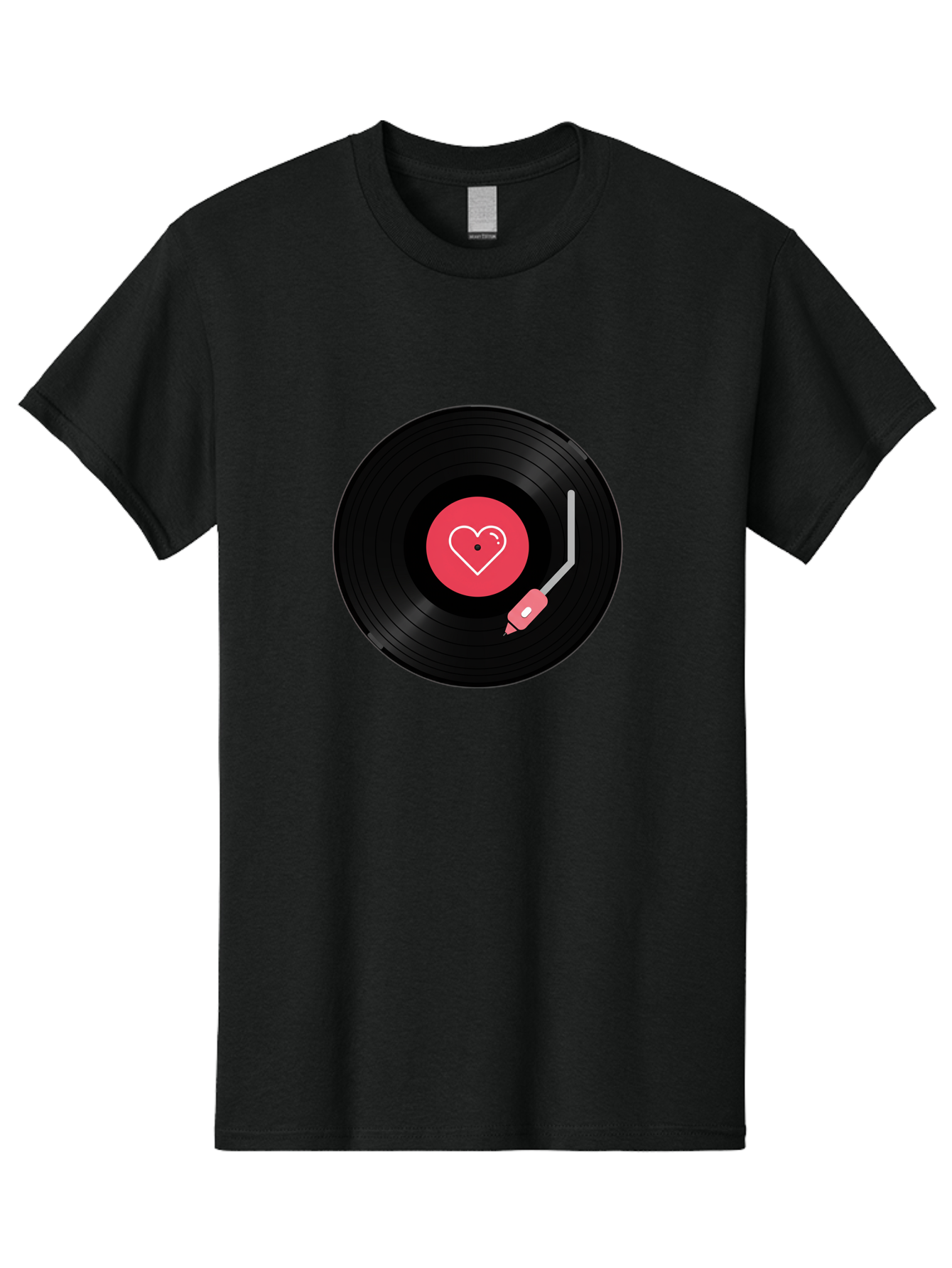 Vinyl-Record-With-Heart Men'S Graphic Tee, 100% Cotton, Comfortable Casual Summer Wear, Machine Washable, Vinyl Record, Heart Icon, Music Love, Record Player, Nostalgic Feel, Music Nostalgia, Retro Vibe, Heart Symbol, Love Music Bad904