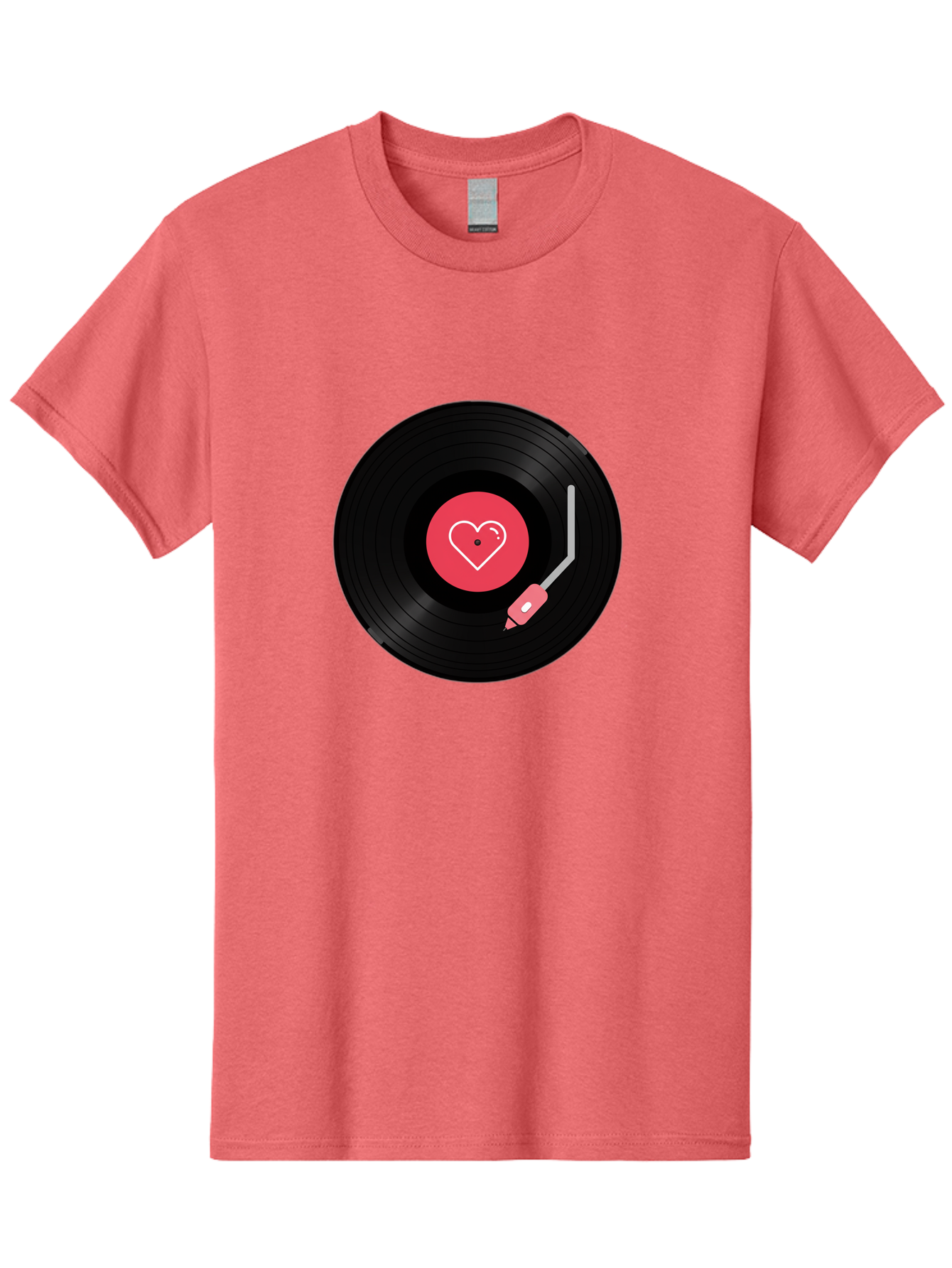 Vinyl-Record-With-Heart Men'S Graphic Tee, 100% Cotton, Comfortable Casual Summer Wear, Machine Washable, Vinyl Record, Heart Icon, Music Love, Record Player, Nostalgic Feel, Music Nostalgia, Retro Vibe, Heart Symbol, Love Music Bad904