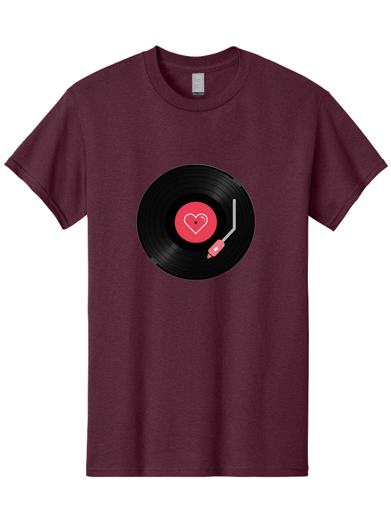 Vinyl-Record-With-Heart Men'S Graphic Tee, 100% Cotton, Comfortable Casual Summer Wear, Machine Washable, Vinyl Record, Heart Icon, Music Love, Record Player, Nostalgic Feel, Music Nostalgia, Retro Vibe, Heart Symbol, Love Music Bad904