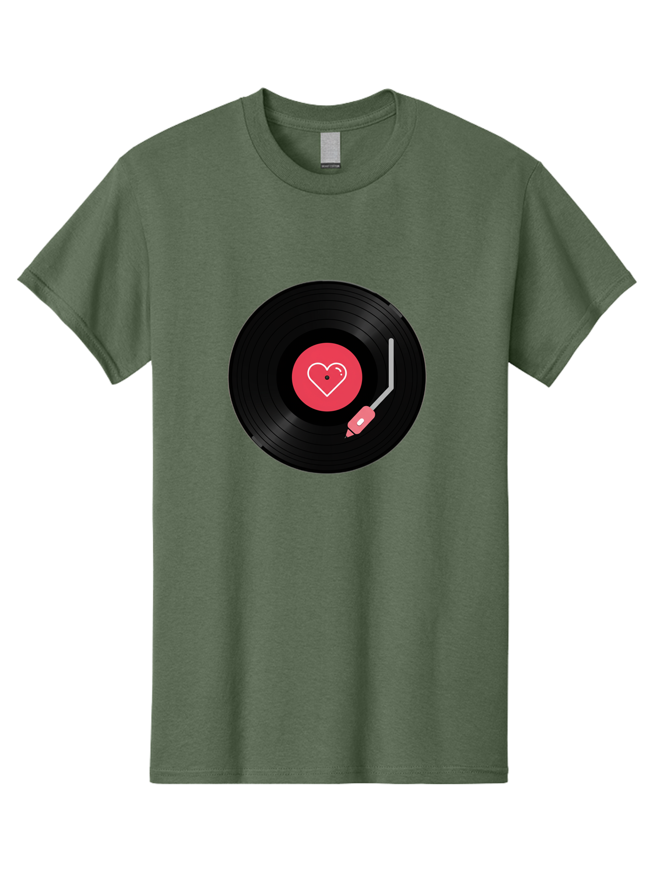 Vinyl-Record-With-Heart Men'S Graphic Tee, 100% Cotton, Comfortable Casual Summer Wear, Machine Washable, Vinyl Record, Heart Icon, Music Love, Record Player, Nostalgic Feel, Music Nostalgia, Retro Vibe, Heart Symbol, Love Music Bad904