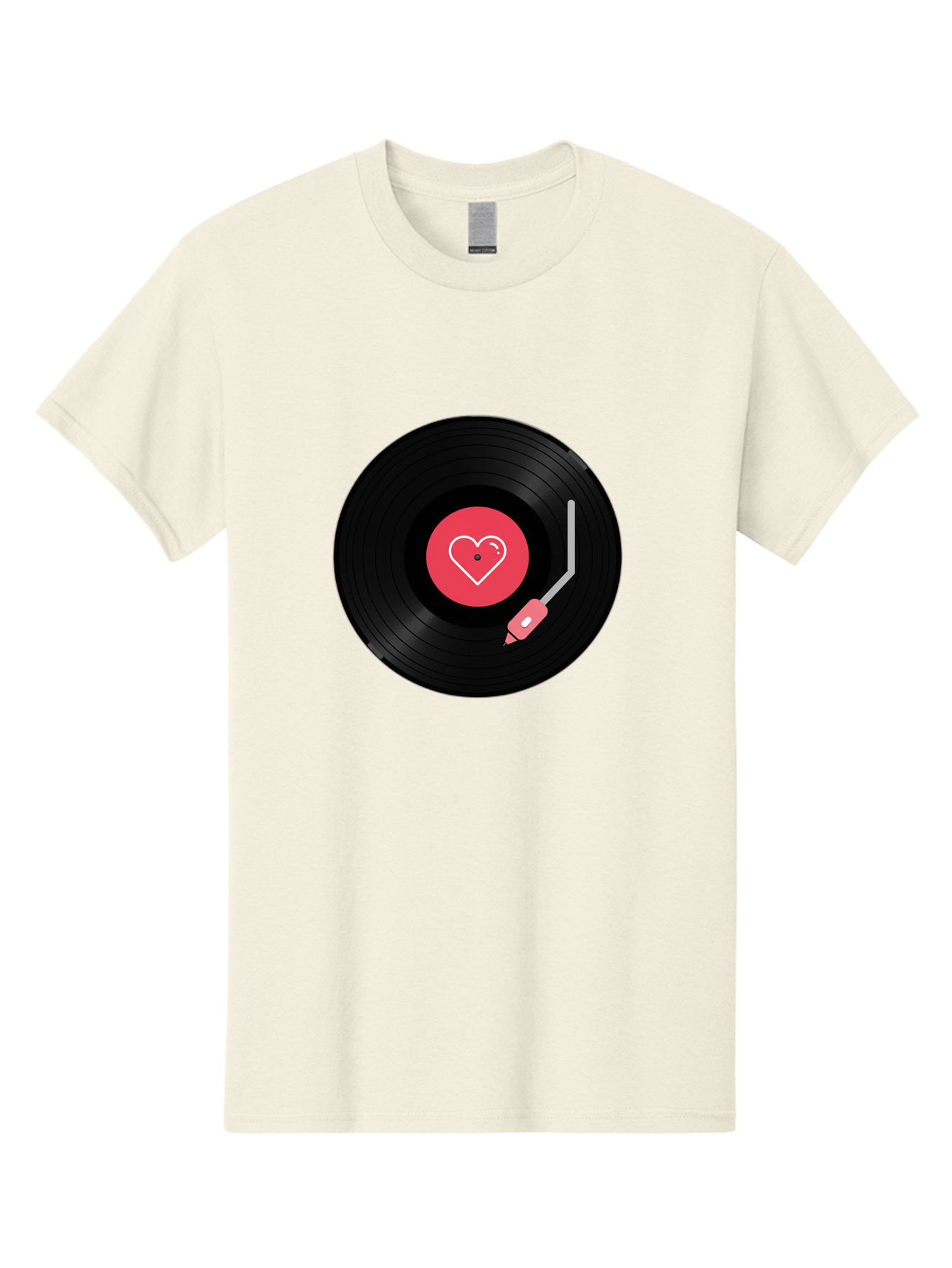 Vinyl-Record-With-Heart Men'S Graphic Tee, 100% Cotton, Comfortable Casual Summer Wear, Machine Washable, Vinyl Record, Heart Icon, Music Love, Record Player, Nostalgic Feel, Music Nostalgia, Retro Vibe, Heart Symbol, Love Music Bad904