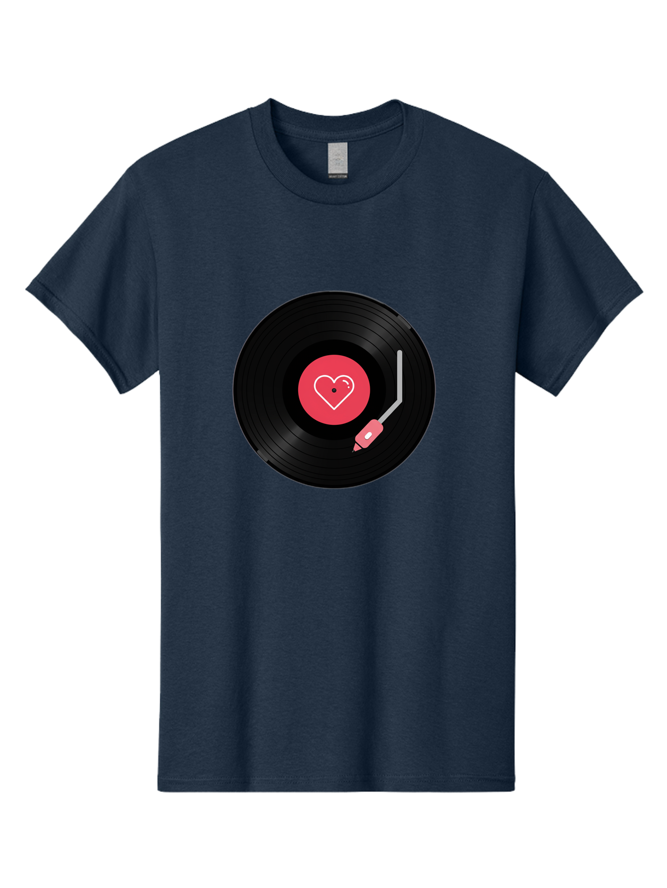 Vinyl-Record-With-Heart Men'S Graphic Tee, 100% Cotton, Comfortable Casual Summer Wear, Machine Washable, Vinyl Record, Heart Icon, Music Love, Record Player, Nostalgic Feel, Music Nostalgia, Retro Vibe, Heart Symbol, Love Music Bad904