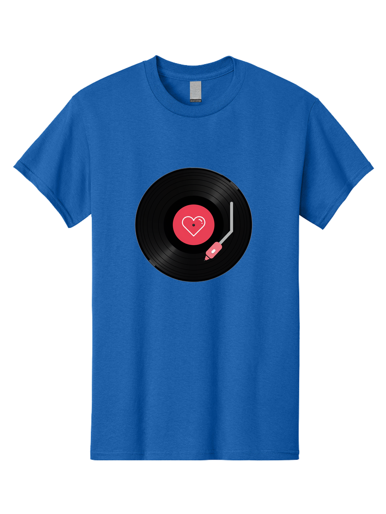 Vinyl-Record-With-Heart Men'S Graphic Tee, 100% Cotton, Comfortable Casual Summer Wear, Machine Washable, Vinyl Record, Heart Icon, Music Love, Record Player, Nostalgic Feel, Music Nostalgia, Retro Vibe, Heart Symbol, Love Music Bad904