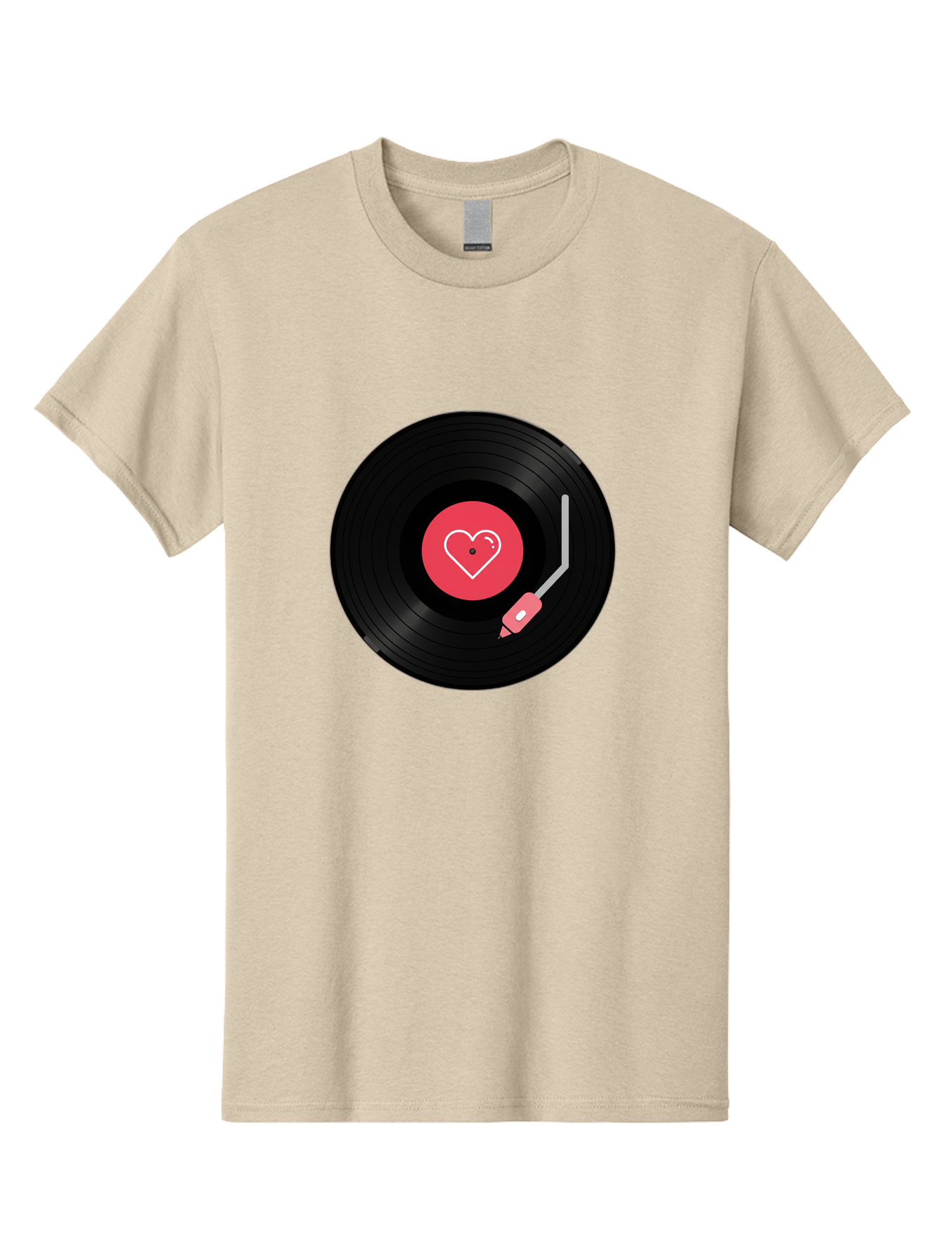 Vinyl-Record-With-Heart Men'S Graphic Tee, 100% Cotton, Comfortable Casual Summer Wear, Machine Washable, Vinyl Record, Heart Icon, Music Love, Record Player, Nostalgic Feel, Music Nostalgia, Retro Vibe, Heart Symbol, Love Music Bad904