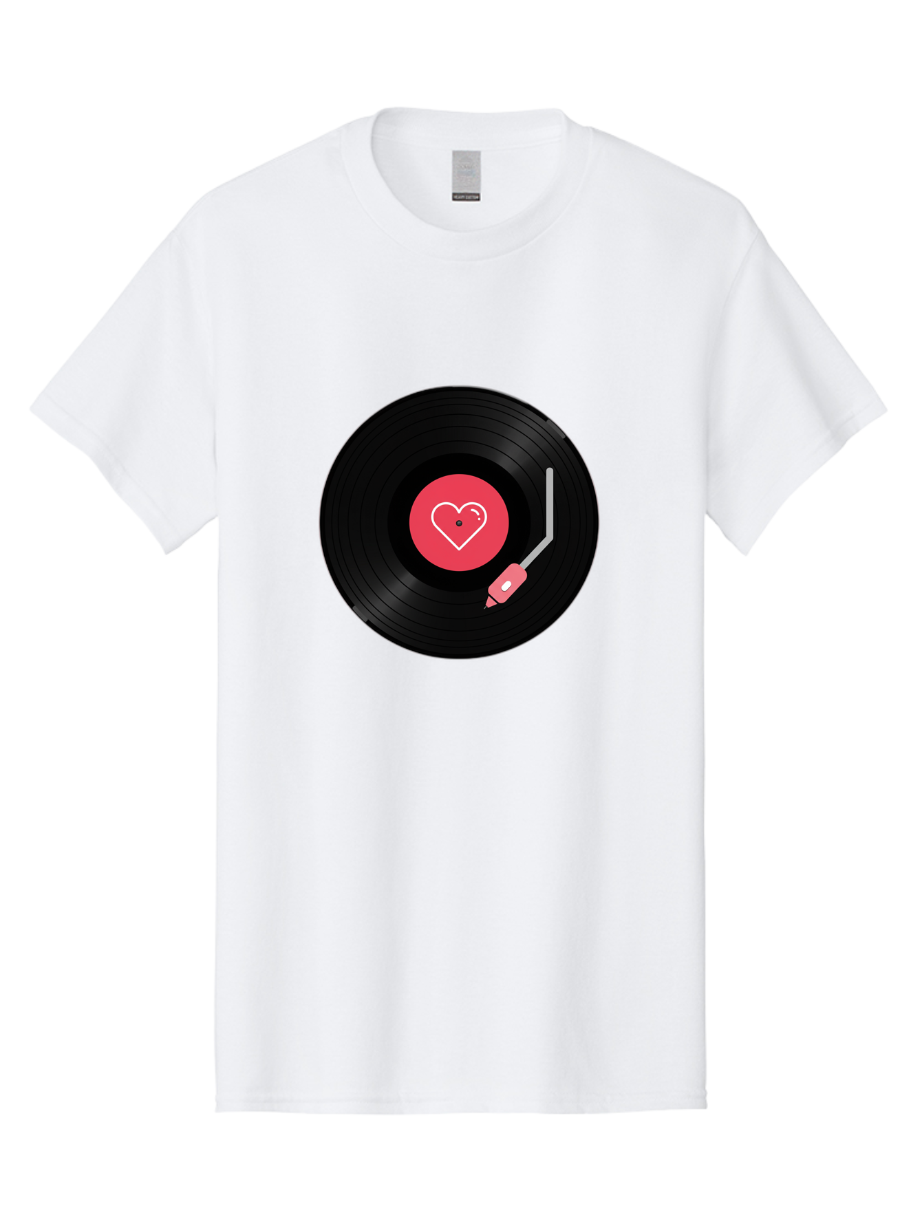 Vinyl-Record-With-Heart Men'S Graphic Tee, 100% Cotton, Comfortable Casual Summer Wear, Machine Washable, Vinyl Record, Heart Icon, Music Love, Record Player, Nostalgic Feel, Music Nostalgia, Retro Vibe, Heart Symbol, Love Music Bad904