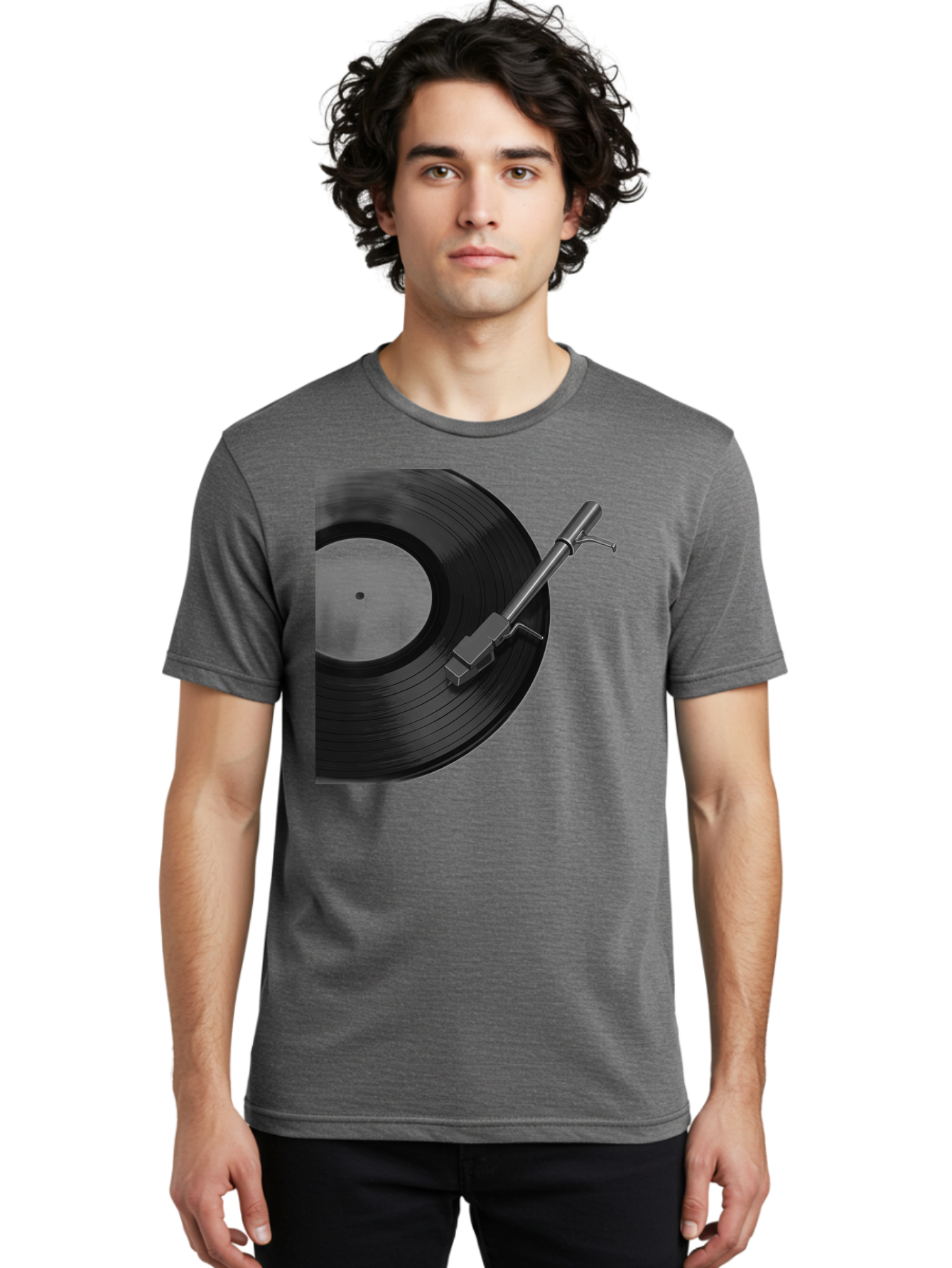 Vinyl-Record Men'S Graphic Tee, 100% Cotton, Comfortable Casual Summer Wear, Machine Washable, Vinyl Record, Record Player, Turntable, Music Equipment, Dj Setup, Audio Technology, Analog Sound, Music Listening Bad905