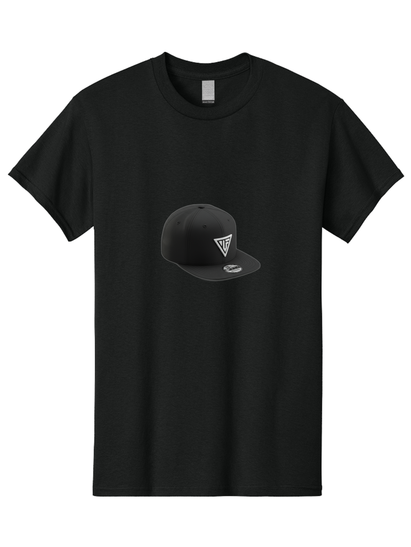 Vlf-Hat Men'S Graphic Tee, 100% Cotton, Comfortable Casual Summer Wear, Machine Washable, Black Baseball Cap, Snapback Hat, Tf Logo, White Triangle, Streetwear Fashion, Casual Style, Trendy Accessories, Premium Quality Bad906