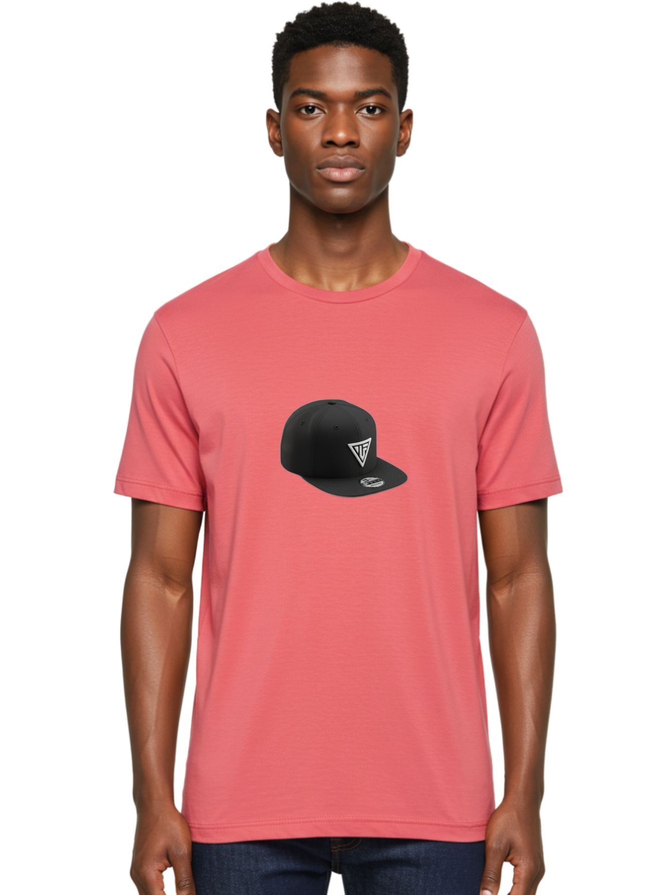 Vlf-Hat Men'S Graphic Tee, 100% Cotton, Comfortable Casual Summer Wear, Machine Washable, Black Baseball Cap, Snapback Hat, Tf Logo, White Triangle, Streetwear Fashion, Casual Style, Trendy Accessories, Premium Quality Bad906