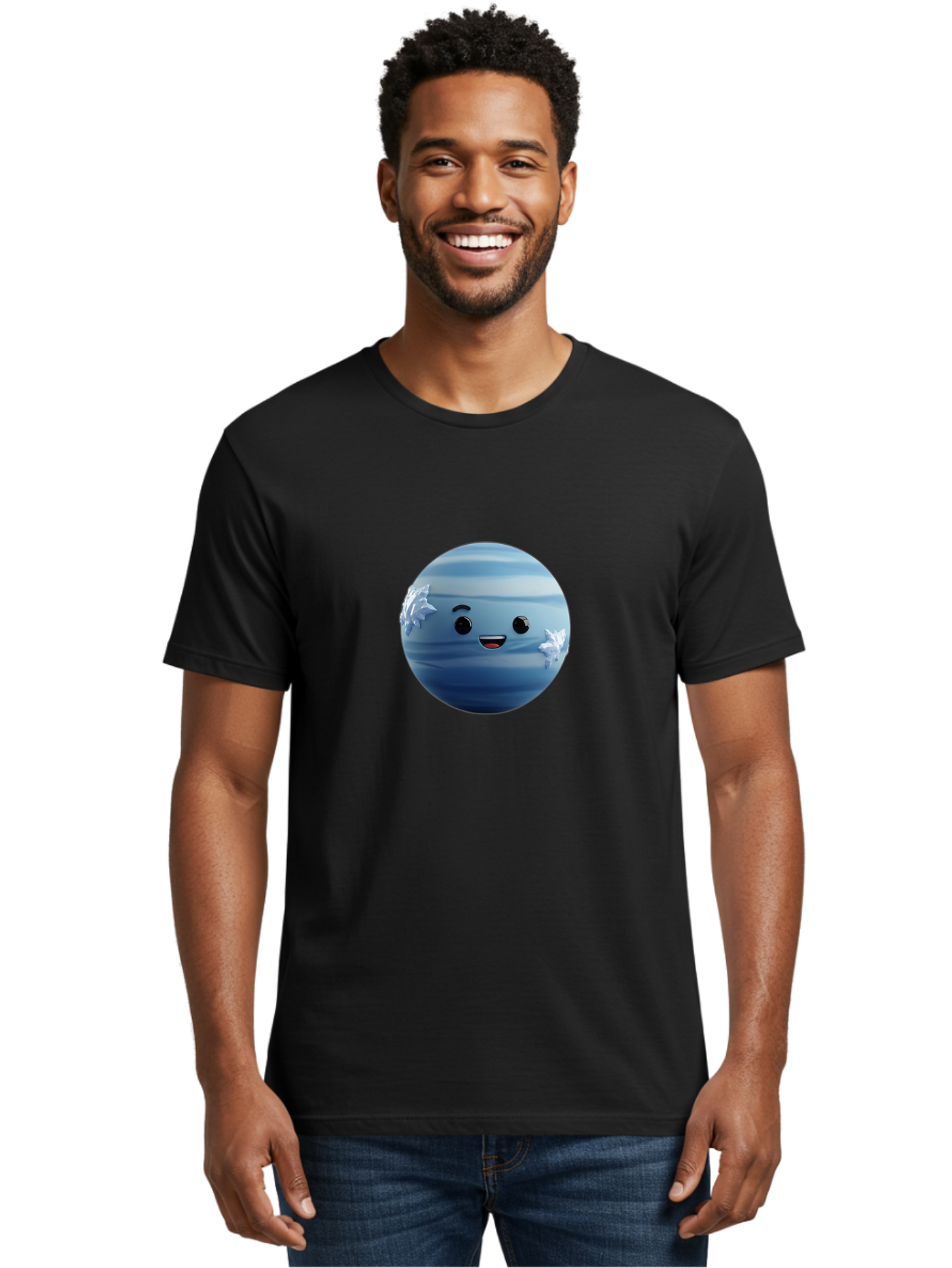 Water-Emoji Men'S Graphic Tee, 100% Cotton, Comfortable Casual Summer Wear, Machine Washable, Blue Water Droplet, Smiling Face, Cartoon Character, Cute Emoji, Playful Design, Fun Illustration, Smiling Water, Water Symbol Bad909