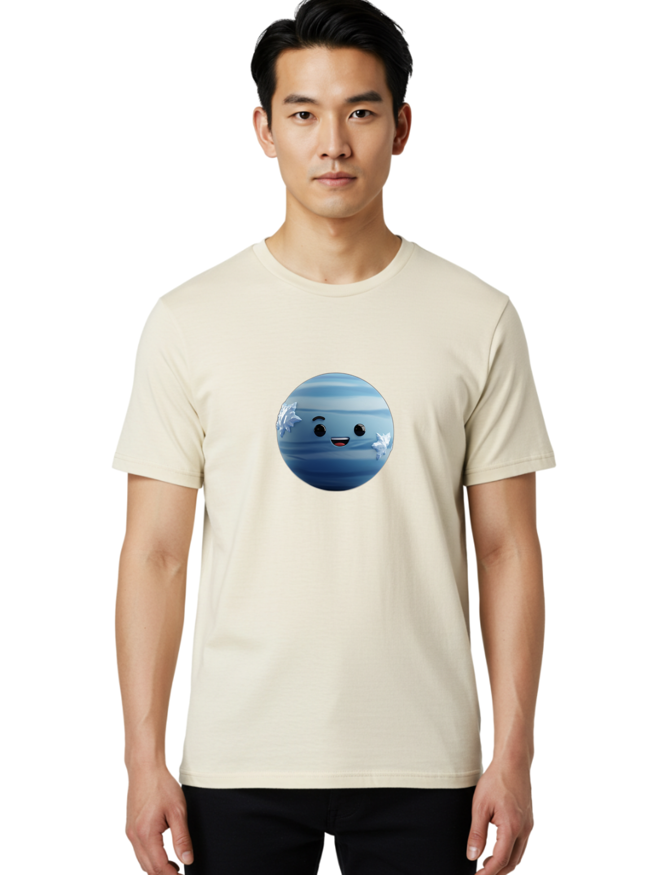 Water-Emoji Men'S Graphic Tee, 100% Cotton, Comfortable Casual Summer Wear, Machine Washable, Blue Water Droplet, Smiling Face, Cartoon Character, Cute Emoji, Playful Design, Fun Illustration, Smiling Water, Water Symbol Bad909