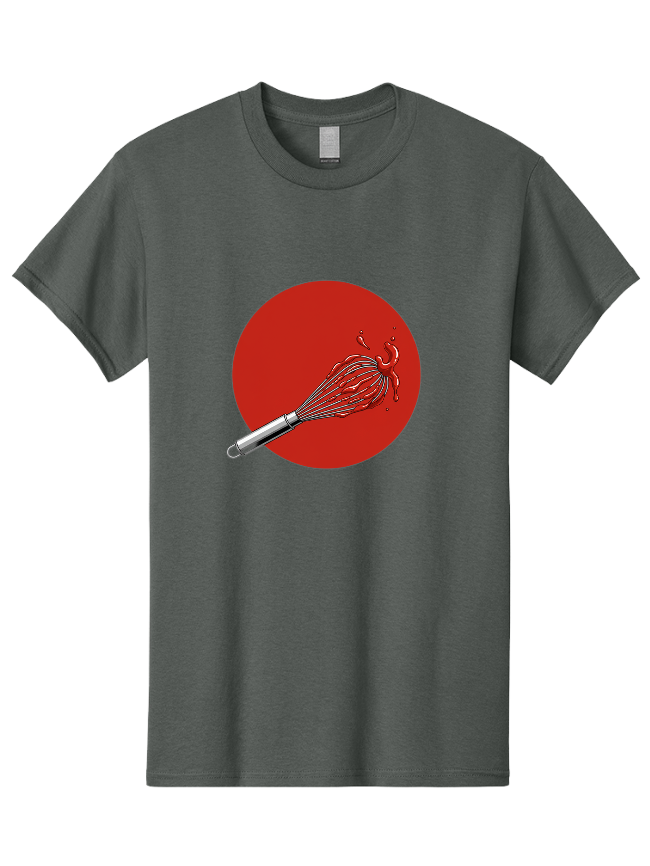 Whisk Men'S Graphic Tee, 100% Cotton, Comfortable Casual Summer Wear, Machine Washable, Kitchen Utensil, Silver Whisk, Cooking Tool, Red Sauce Splatter, Splattered Liquid, Messy Kitchen, Culinary Art Bad913