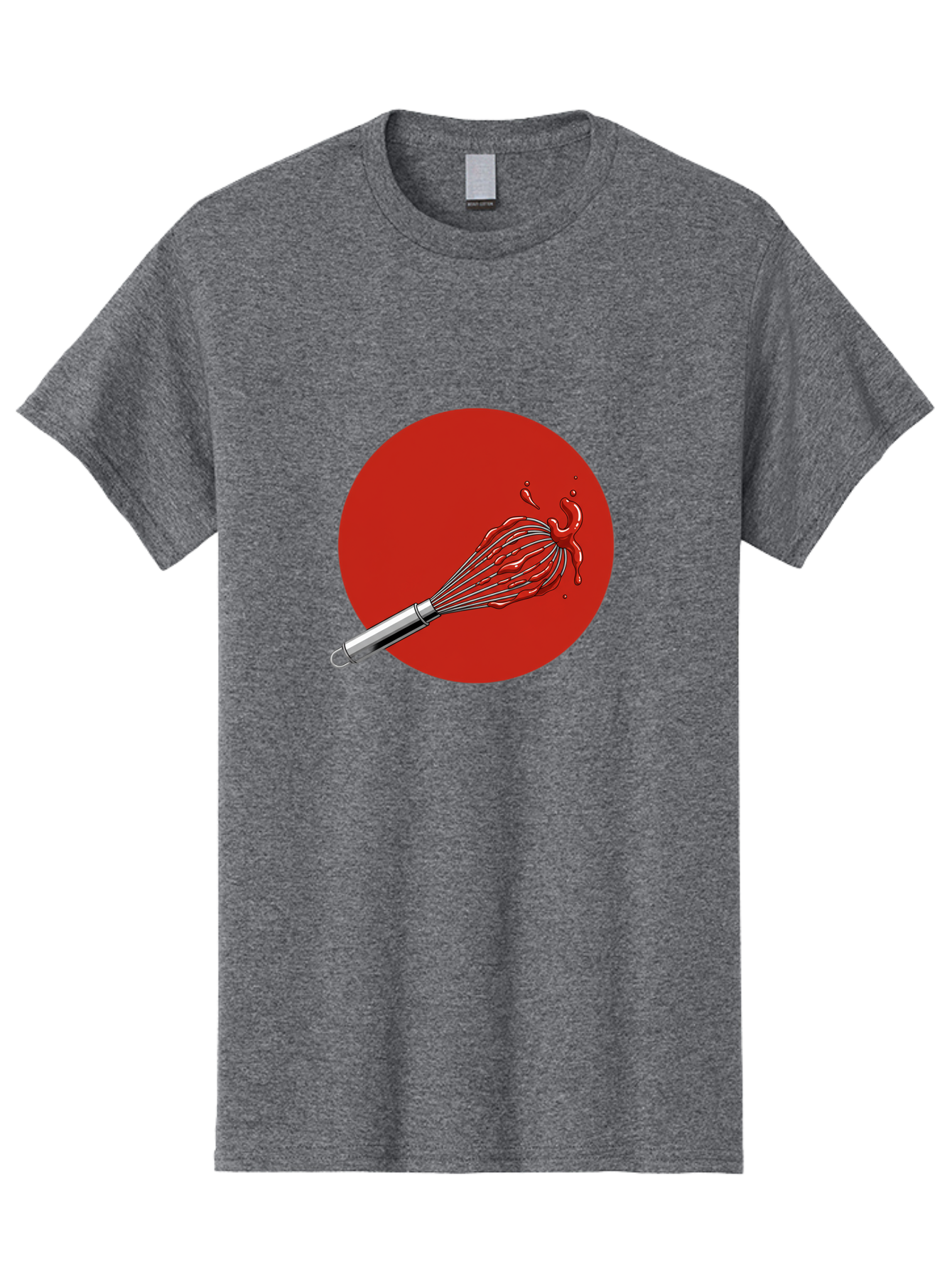 Whisk Men'S Graphic Tee, 100% Cotton, Comfortable Casual Summer Wear, Machine Washable, Kitchen Utensil, Silver Whisk, Cooking Tool, Red Sauce Splatter, Splattered Liquid, Messy Kitchen, Culinary Art Bad913