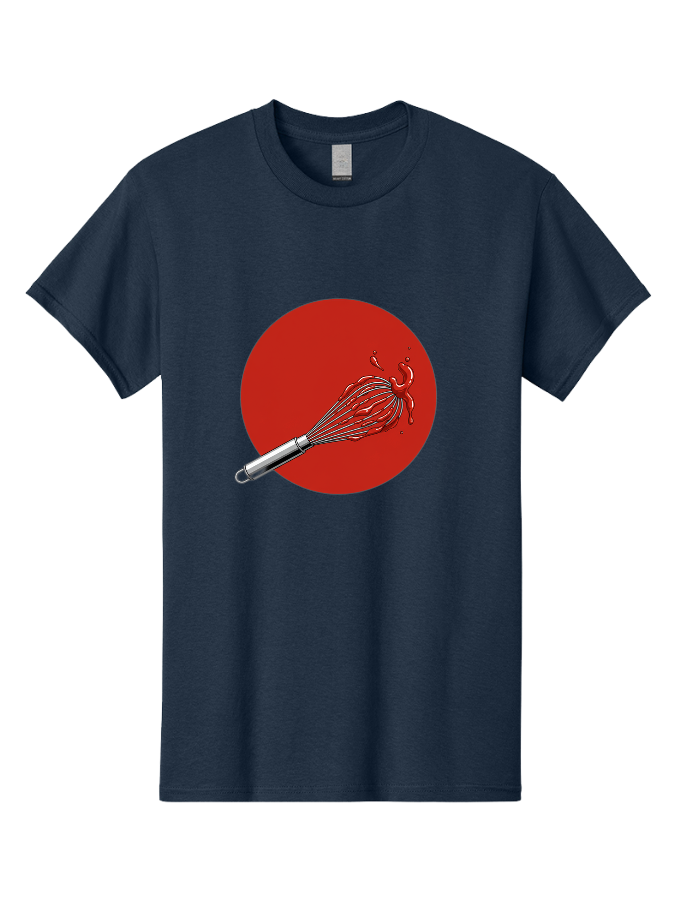Whisk Men'S Graphic Tee, 100% Cotton, Comfortable Casual Summer Wear, Machine Washable, Kitchen Utensil, Silver Whisk, Cooking Tool, Red Sauce Splatter, Splattered Liquid, Messy Kitchen, Culinary Art Bad913