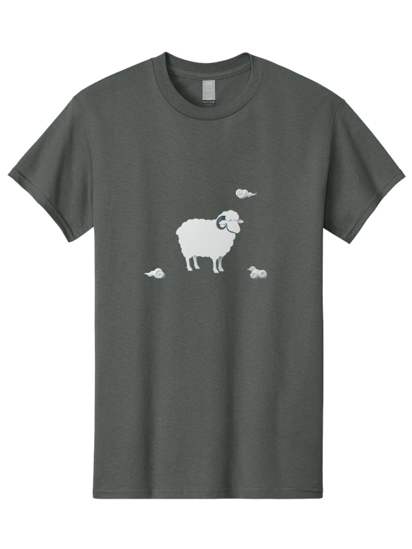 White-Ram-And-Snails Men'S Graphic Tee, 100% Cotton, Comfortable Casual Summer Wear, Machine Washable, Sheep With Snails, Snails On Sheep, Farm Animals, Garden Pests, Slow Moving Creatures, White Sheep Bad916