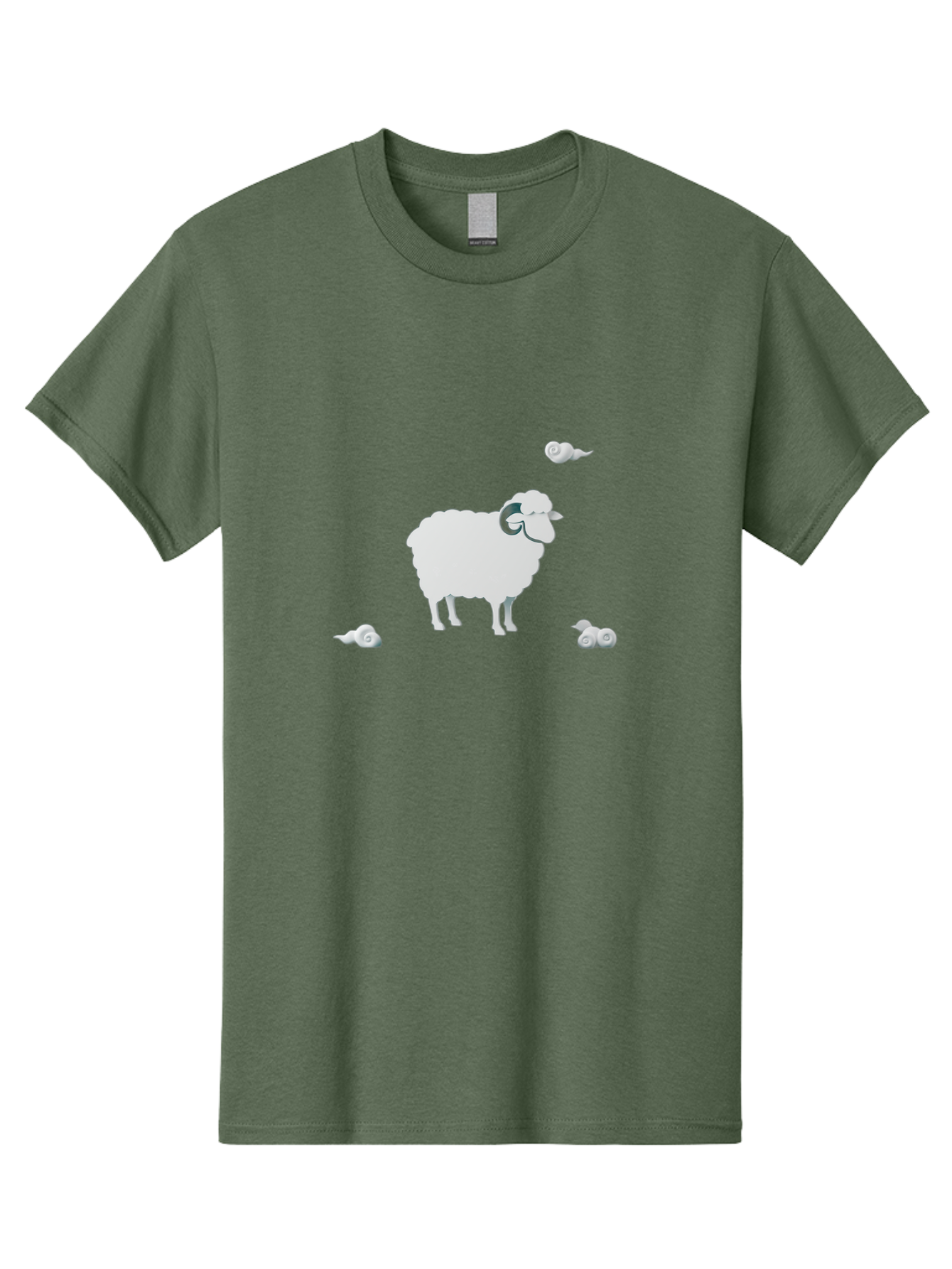 White-Ram-And-Snails Men'S Graphic Tee, 100% Cotton, Comfortable Casual Summer Wear, Machine Washable, Sheep With Snails, Snails On Sheep, Farm Animals, Garden Pests, Slow Moving Creatures, White Sheep Bad916