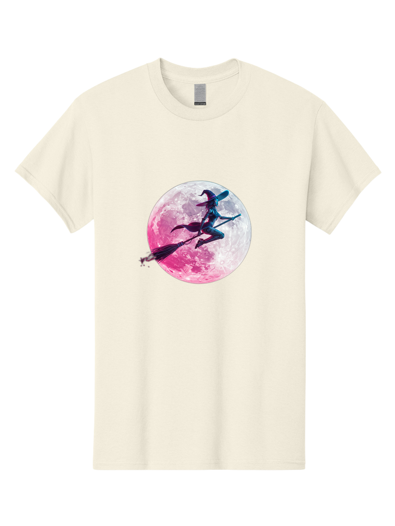 Witch-Flying-On-Broomstick-1 Men'S Graphic Tee, 100% Cotton, Comfortable Casual Summer Wear, Machine Washable, Witch Flying On Broomstick, Full Moon, Mystical Powers, Magical Night, Fantasy Scene, Supernatural Being, Occult Practices, Bad920