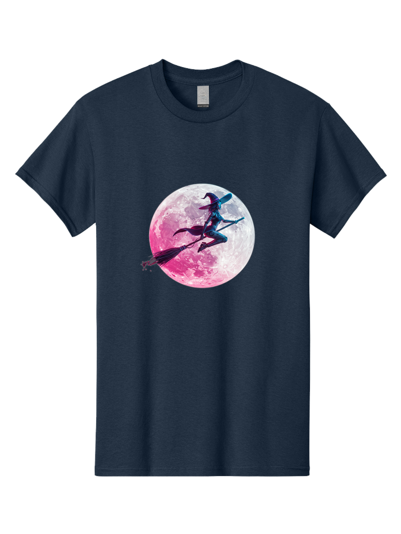 Witch-Flying-On-Broomstick-1 Men'S Graphic Tee, 100% Cotton, Comfortable Casual Summer Wear, Machine Washable, Witch Flying On Broomstick, Full Moon, Mystical Powers, Magical Night, Fantasy Scene, Supernatural Being, Occult Practices, Bad920