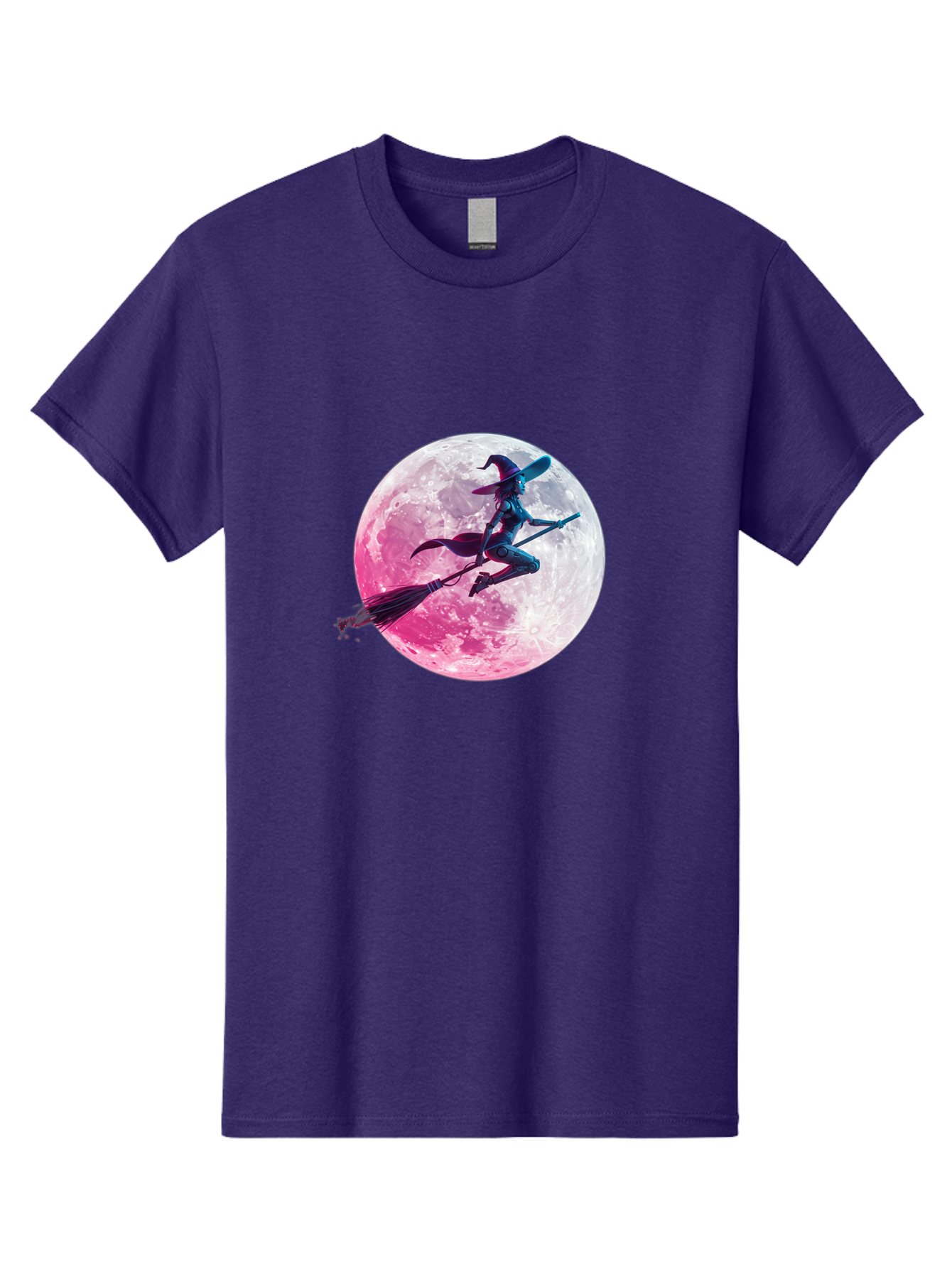 Witch-Flying-On-Broomstick-1 Men'S Graphic Tee, 100% Cotton, Comfortable Casual Summer Wear, Machine Washable, Witch Flying On Broomstick, Full Moon, Mystical Powers, Magical Night, Fantasy Scene, Supernatural Being, Occult Practices, Bad920
