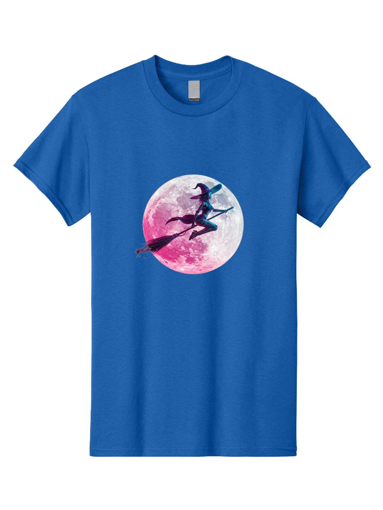 Witch-Flying-On-Broomstick-1 Men'S Graphic Tee, 100% Cotton, Comfortable Casual Summer Wear, Machine Washable, Witch Flying On Broomstick, Full Moon, Mystical Powers, Magical Night, Fantasy Scene, Supernatural Being, Occult Practices, Bad920