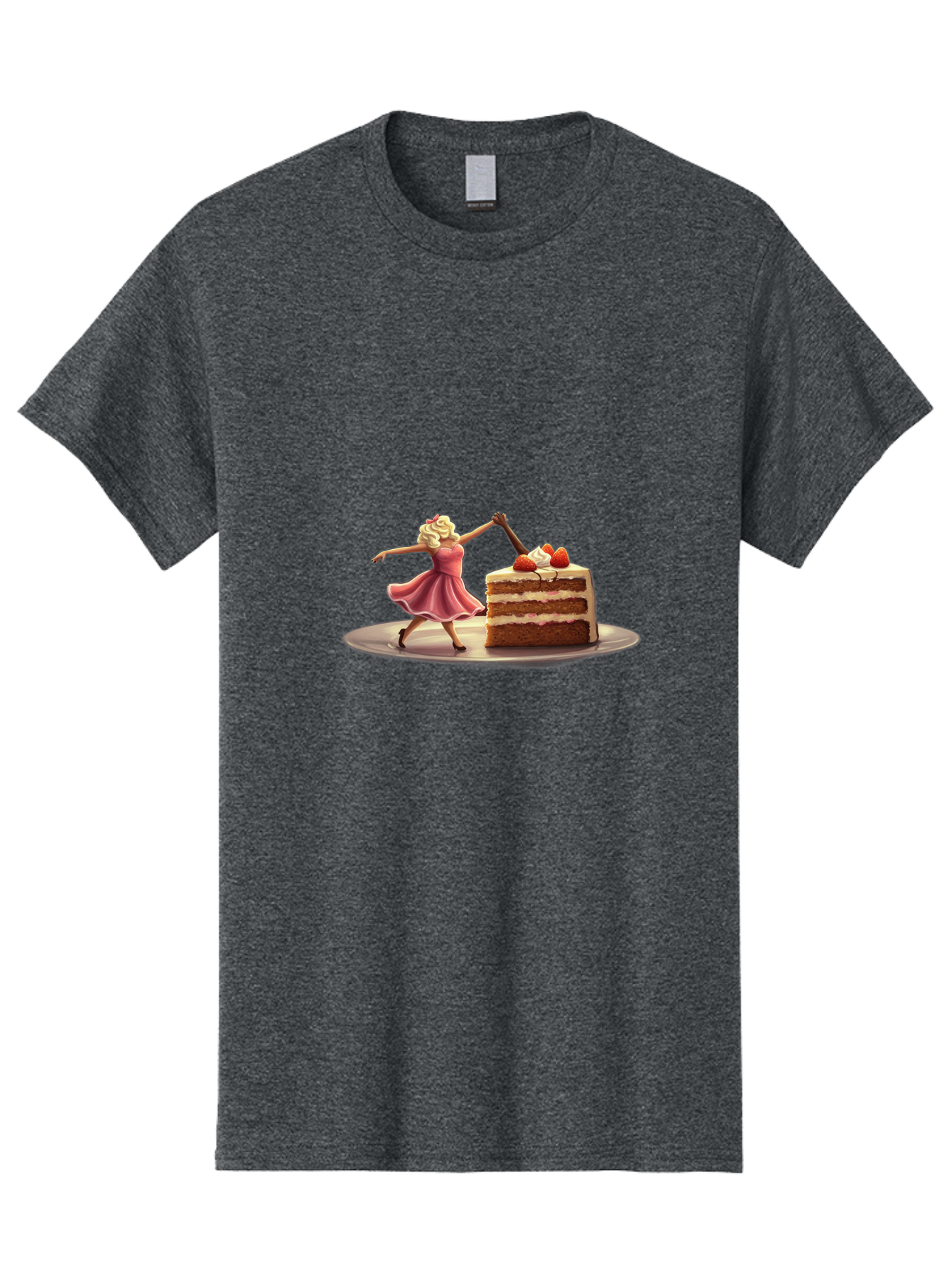 Woman-And-Cake Men'S Graphic Tee, 100% Cotton, Comfortable Casual Summer Wear, Machine Washable, Woman Cutting Cake, Marilyn Monroe Lookalike, Pink Dress, Blonde Hair, Cake With Strawberries, Sweet Treats, Dessert, Celebration Bad927