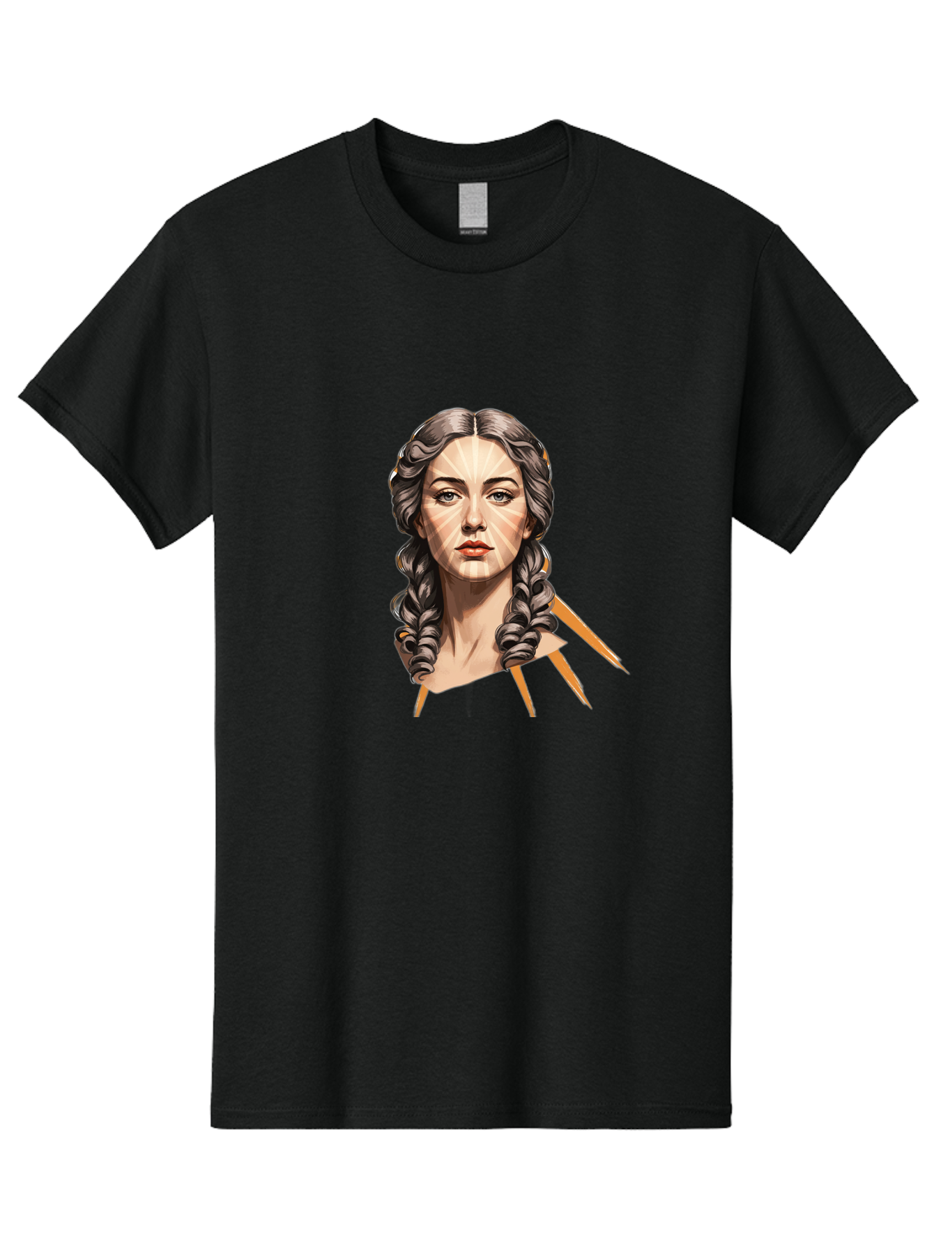 Woman-With-Braids Men'S Graphic Tee, 100% Cotton, Comfortable Casual Summer Wear, Machine Washable, Illustration Of A Woman, Braided Hair, Geometric Lines, Face Mapping, Digital Art, Modern Illustration, Creative Portrait, Artistic Expression Bad931