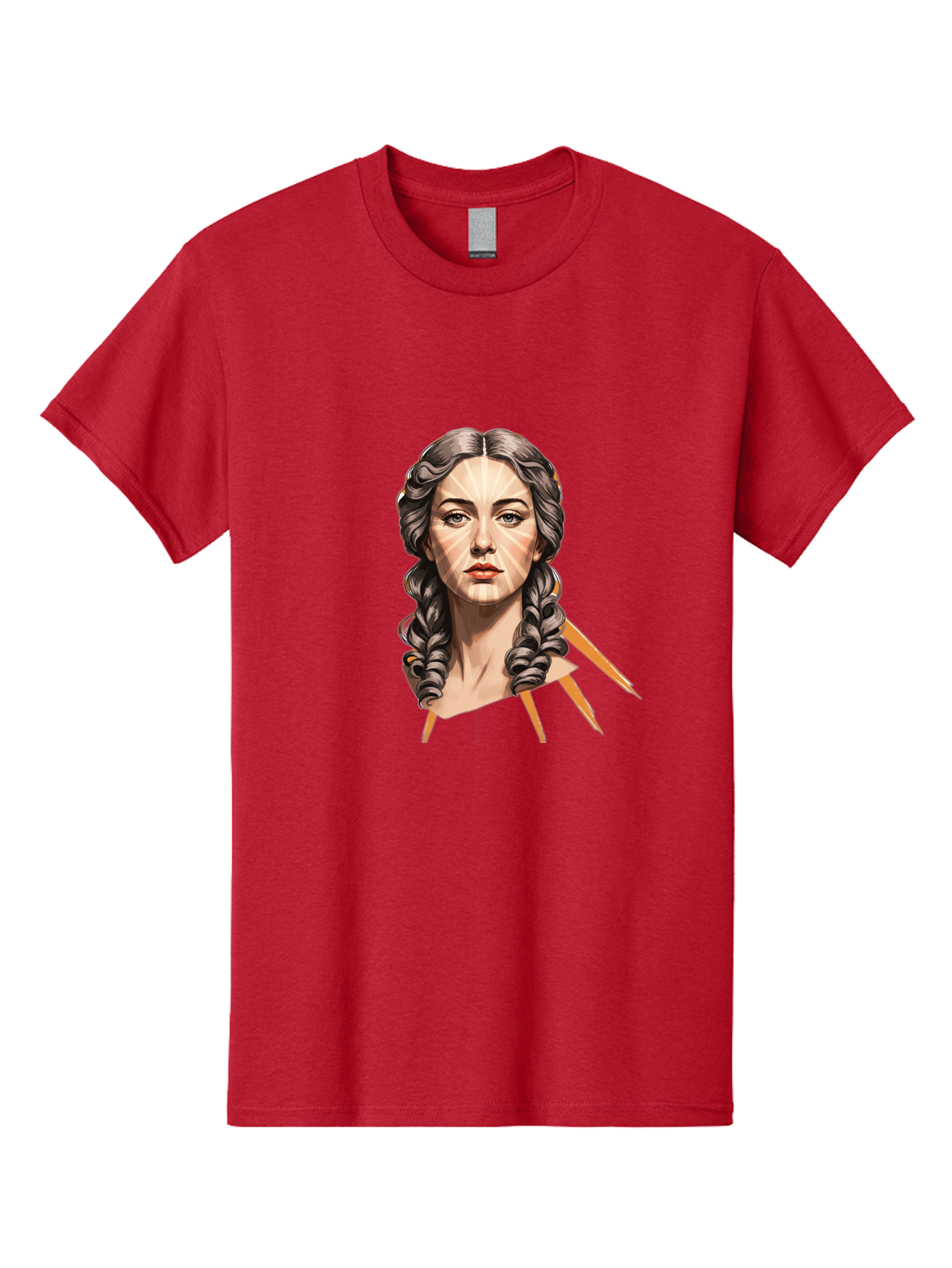 Woman-With-Braids Men'S Graphic Tee, 100% Cotton, Comfortable Casual Summer Wear, Machine Washable, Illustration Of A Woman, Braided Hair, Geometric Lines, Face Mapping, Digital Art, Modern Illustration, Creative Portrait, Artistic Expression Bad931