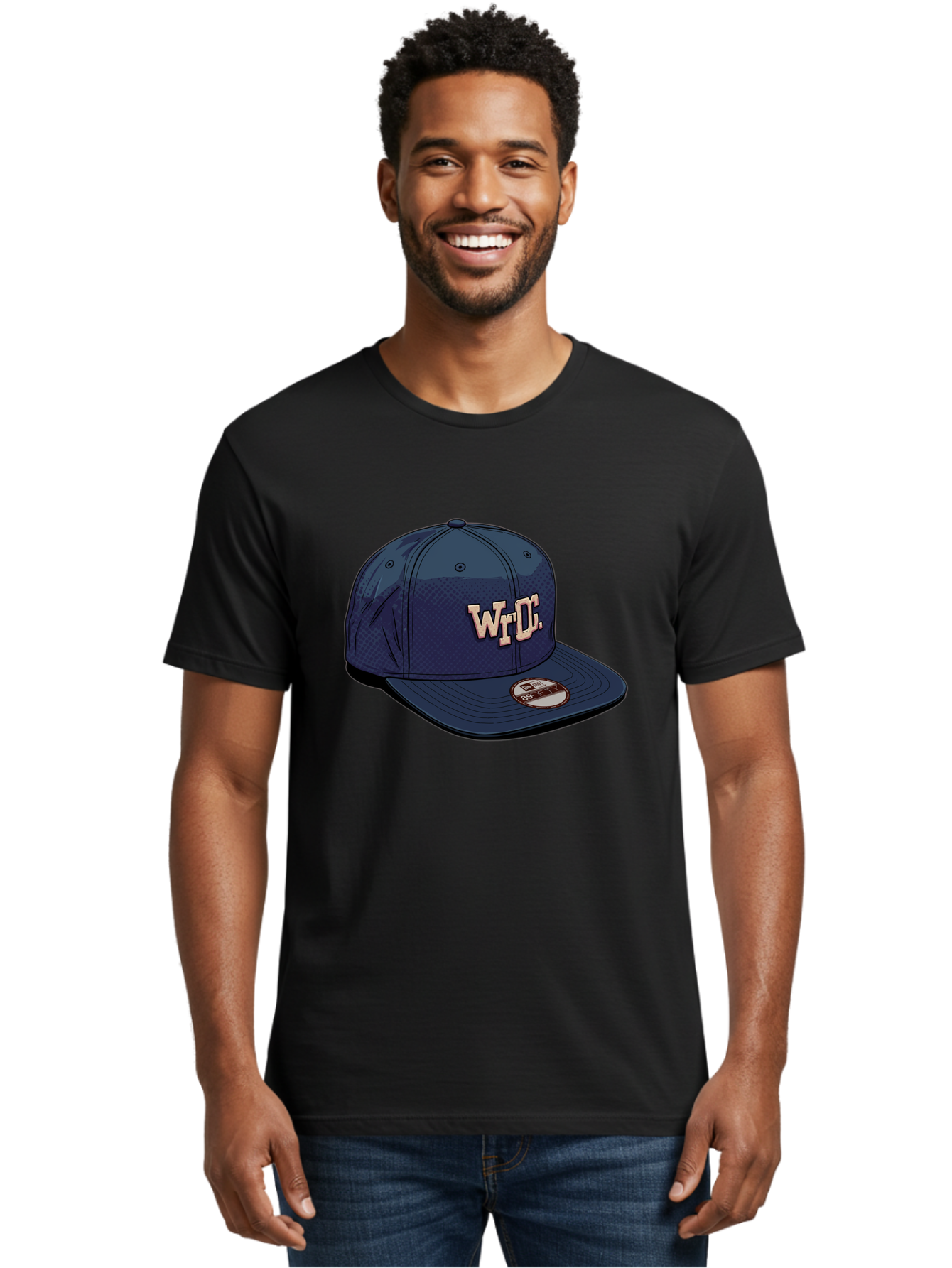 Wrdc-Baseball-Cap Men'S Graphic Tee, 100% Cotton, Comfortable Casual Summer Wear, Machine Washable, Navy Blue Baseball Cap, Trendy Hat, Streetwear Fashion, Wrdc Logo, New Era 59Fifty, Sports Apparel, Logo Design, Fashion Accessory Bad934