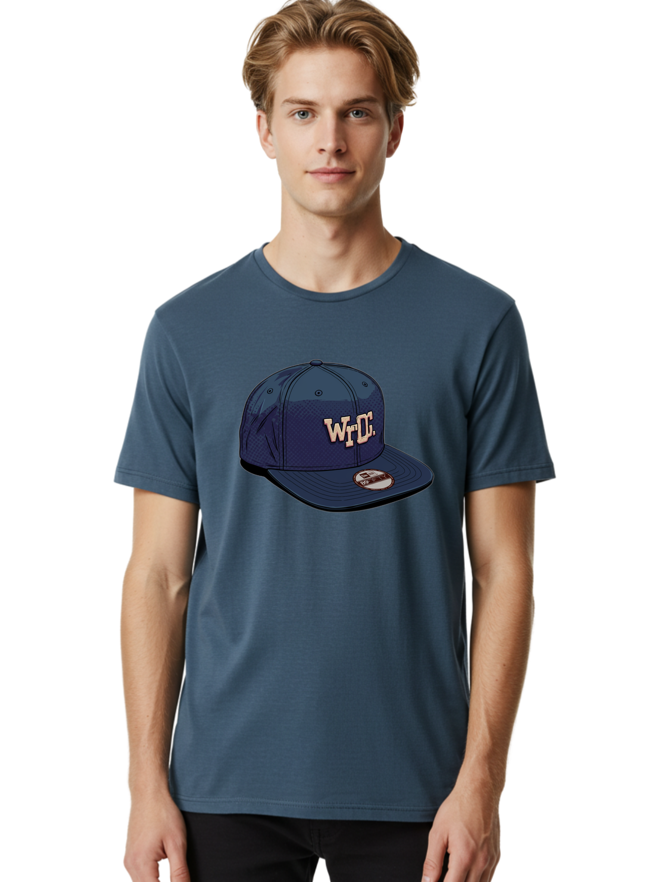 Wrdc-Baseball-Cap Men'S Graphic Tee, 100% Cotton, Comfortable Casual Summer Wear, Machine Washable, Navy Blue Baseball Cap, Trendy Hat, Streetwear Fashion, Wrdc Logo, New Era 59Fifty, Sports Apparel, Logo Design, Fashion Accessory Bad934