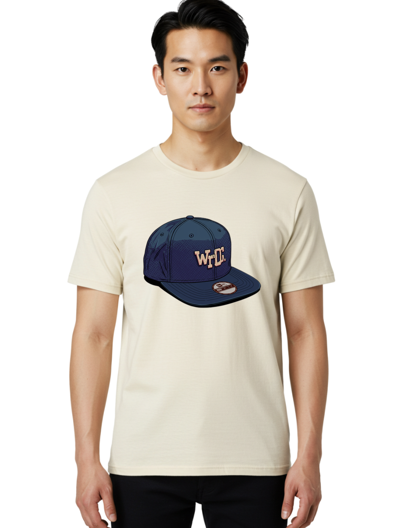 Wrdc-Baseball-Cap Men'S Graphic Tee, 100% Cotton, Comfortable Casual Summer Wear, Machine Washable, Navy Blue Baseball Cap, Trendy Hat, Streetwear Fashion, Wrdc Logo, New Era 59Fifty, Sports Apparel, Logo Design, Fashion Accessory Bad934