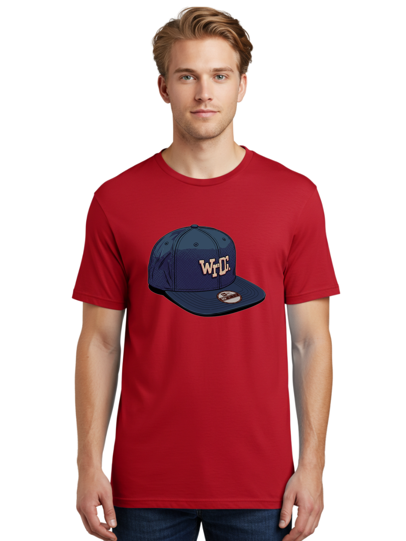 Wrdc-Baseball-Cap Men'S Graphic Tee, 100% Cotton, Comfortable Casual Summer Wear, Machine Washable, Navy Blue Baseball Cap, Trendy Hat, Streetwear Fashion, Wrdc Logo, New Era 59Fifty, Sports Apparel, Logo Design, Fashion Accessory Bad934