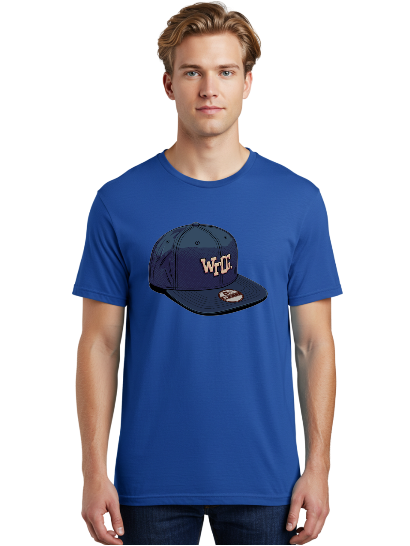 Wrdc-Baseball-Cap Men'S Graphic Tee, 100% Cotton, Comfortable Casual Summer Wear, Machine Washable, Navy Blue Baseball Cap, Trendy Hat, Streetwear Fashion, Wrdc Logo, New Era 59Fifty, Sports Apparel, Logo Design, Fashion Accessory Bad934
