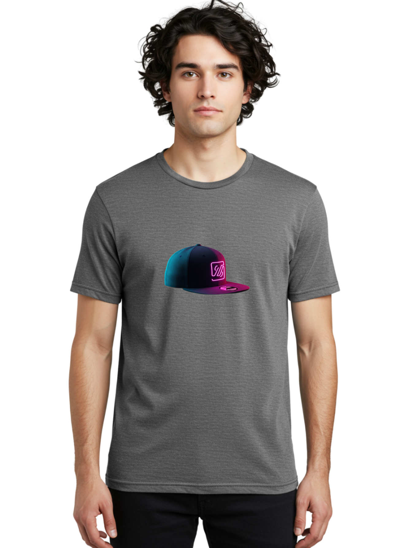 Yd-Logo-Cap Men'S Graphic Tee, 100% Cotton, Comfortable Casual Summer Wear, Machine Washable, Black Baseball Cap, Snapback Hat, Neon Pink Logo, Zild Branding, Streetwear Fashion, Trendy Accessories, Bold Design, Modern Style, Edgy Look Bad936