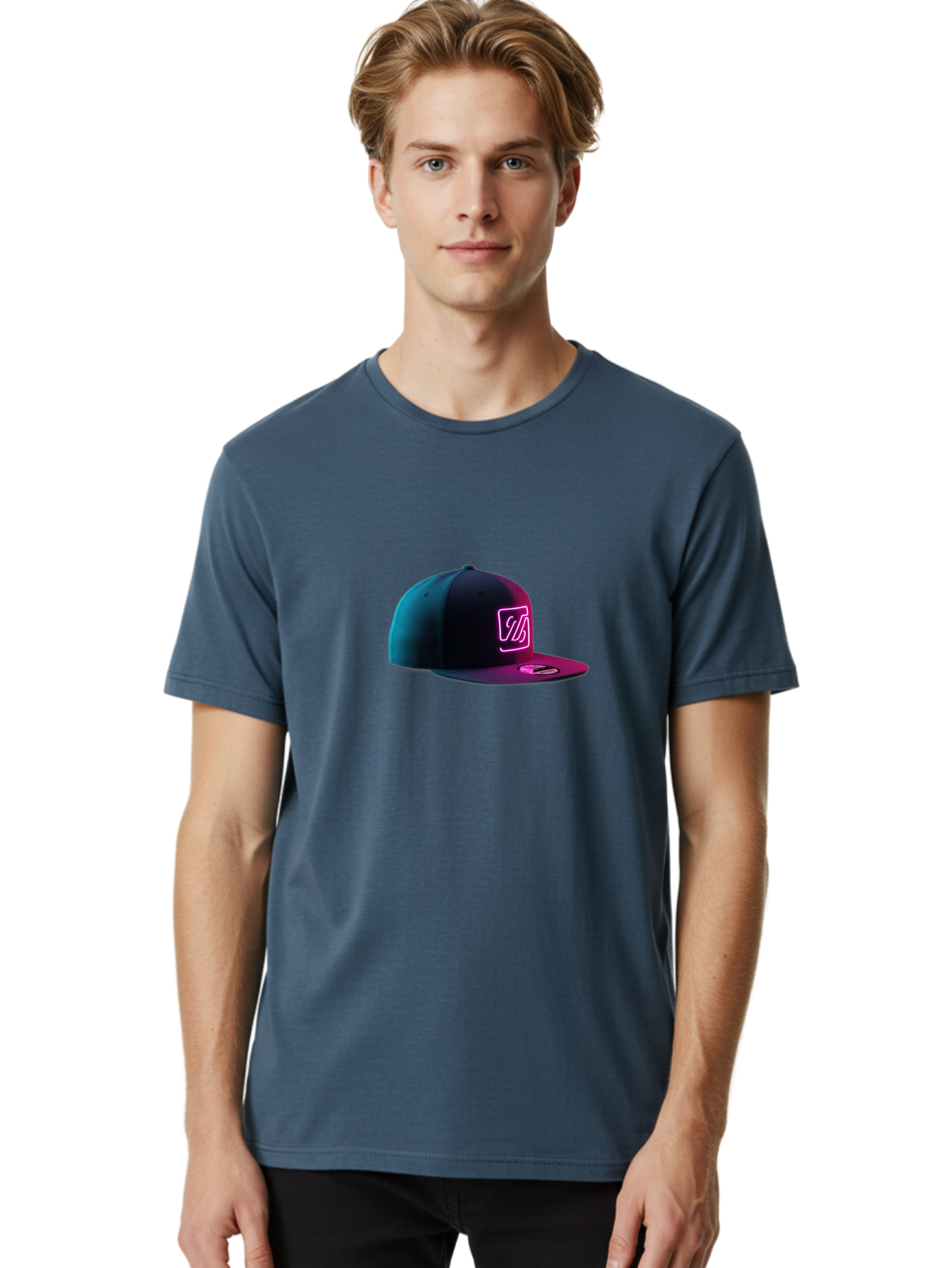 Yd-Logo-Cap Men'S Graphic Tee, 100% Cotton, Comfortable Casual Summer Wear, Machine Washable, Black Baseball Cap, Snapback Hat, Neon Pink Logo, Zild Branding, Streetwear Fashion, Trendy Accessories, Bold Design, Modern Style, Edgy Look Bad936