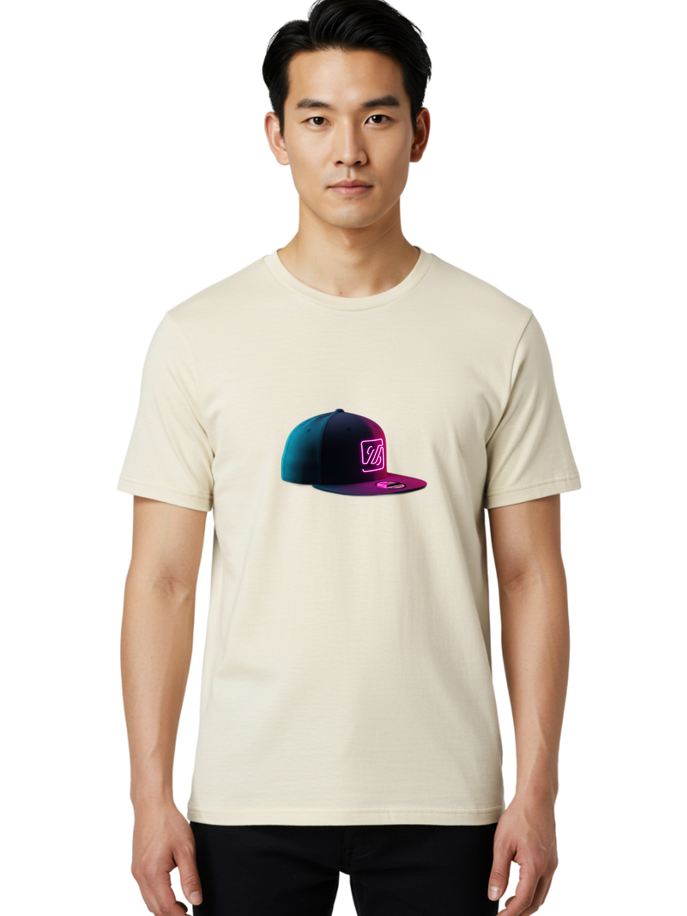 Yd-Logo-Cap Men'S Graphic Tee, 100% Cotton, Comfortable Casual Summer Wear, Machine Washable, Black Baseball Cap, Snapback Hat, Neon Pink Logo, Zild Branding, Streetwear Fashion, Trendy Accessories, Bold Design, Modern Style, Edgy Look Bad936