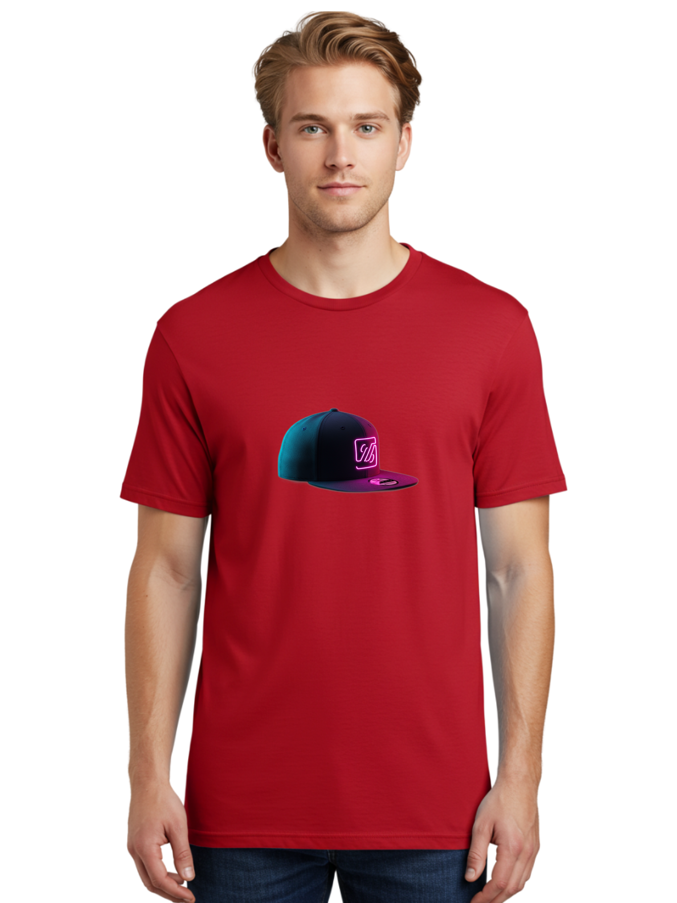 Yd-Logo-Cap Men'S Graphic Tee, 100% Cotton, Comfortable Casual Summer Wear, Machine Washable, Black Baseball Cap, Snapback Hat, Neon Pink Logo, Zild Branding, Streetwear Fashion, Trendy Accessories, Bold Design, Modern Style, Edgy Look Bad936