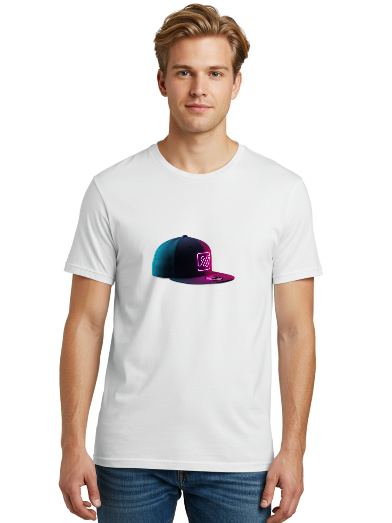 Yd-Logo-Cap Men'S Graphic Tee, 100% Cotton, Comfortable Casual Summer Wear, Machine Washable, Black Baseball Cap, Snapback Hat, Neon Pink Logo, Zild Branding, Streetwear Fashion, Trendy Accessories, Bold Design, Modern Style, Edgy Look Bad936