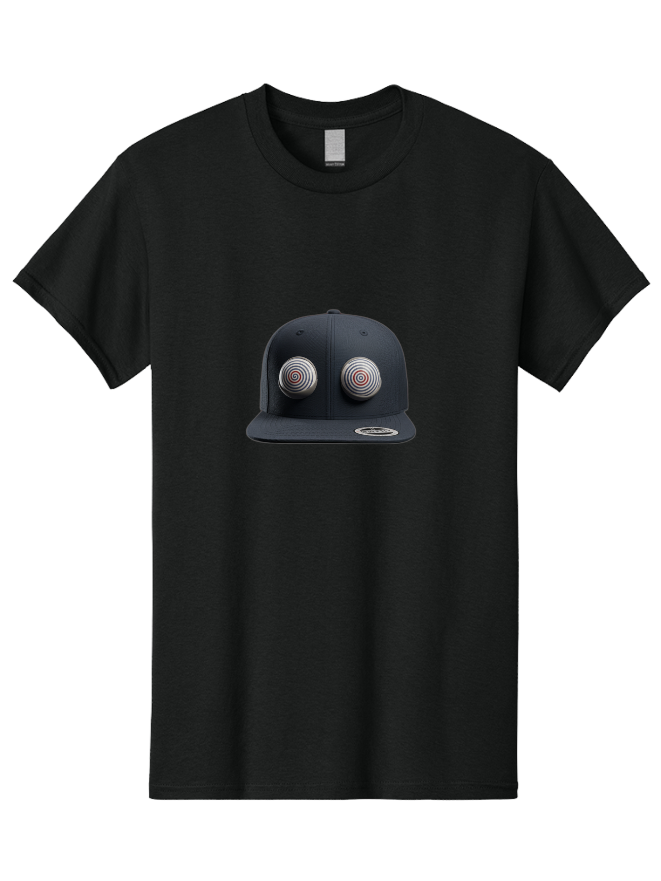 Yeezy-Gap-Cap Men'S Graphic Tee, 100% Cotton, Comfortable Casual Summer Wear, Machine Washable, Black Baseball Cap, Silver Spiral Designs, Eye-Catching Details, Sleek Hat Design, Fashion Accessory, Urban Style, Modern Headwear, Black Cap, Bad937