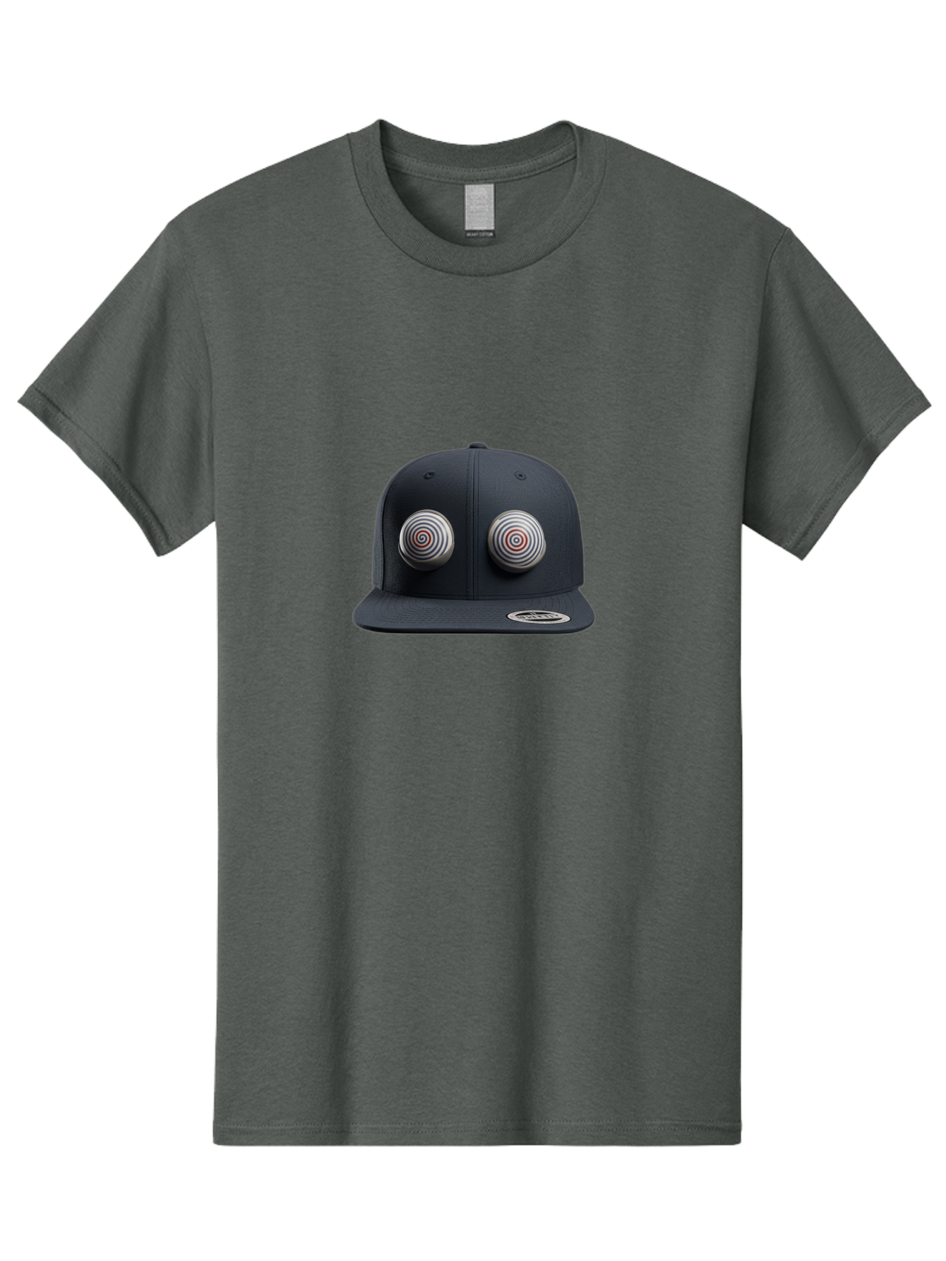 Yeezy-Gap-Cap Men'S Graphic Tee, 100% Cotton, Comfortable Casual Summer Wear, Machine Washable, Black Baseball Cap, Silver Spiral Designs, Eye-Catching Details, Sleek Hat Design, Fashion Accessory, Urban Style, Modern Headwear, Black Cap, Bad937